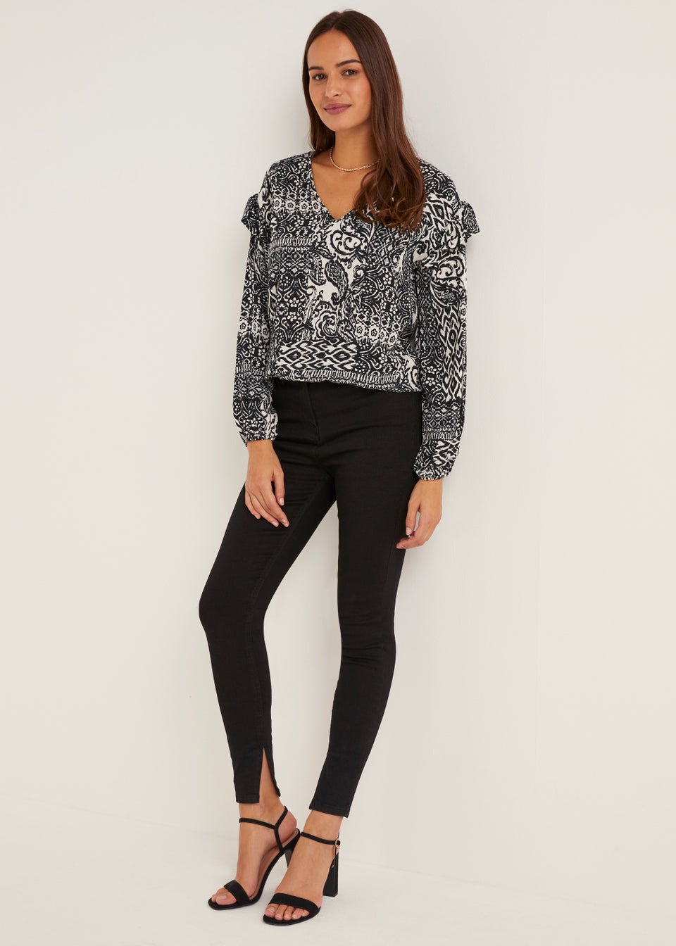 Black split hem jeans sales