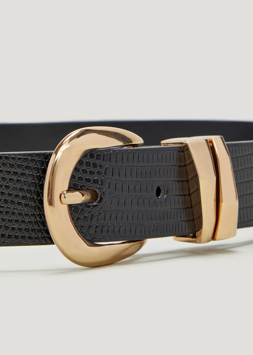 Black Mock Crock Double Bar Belt