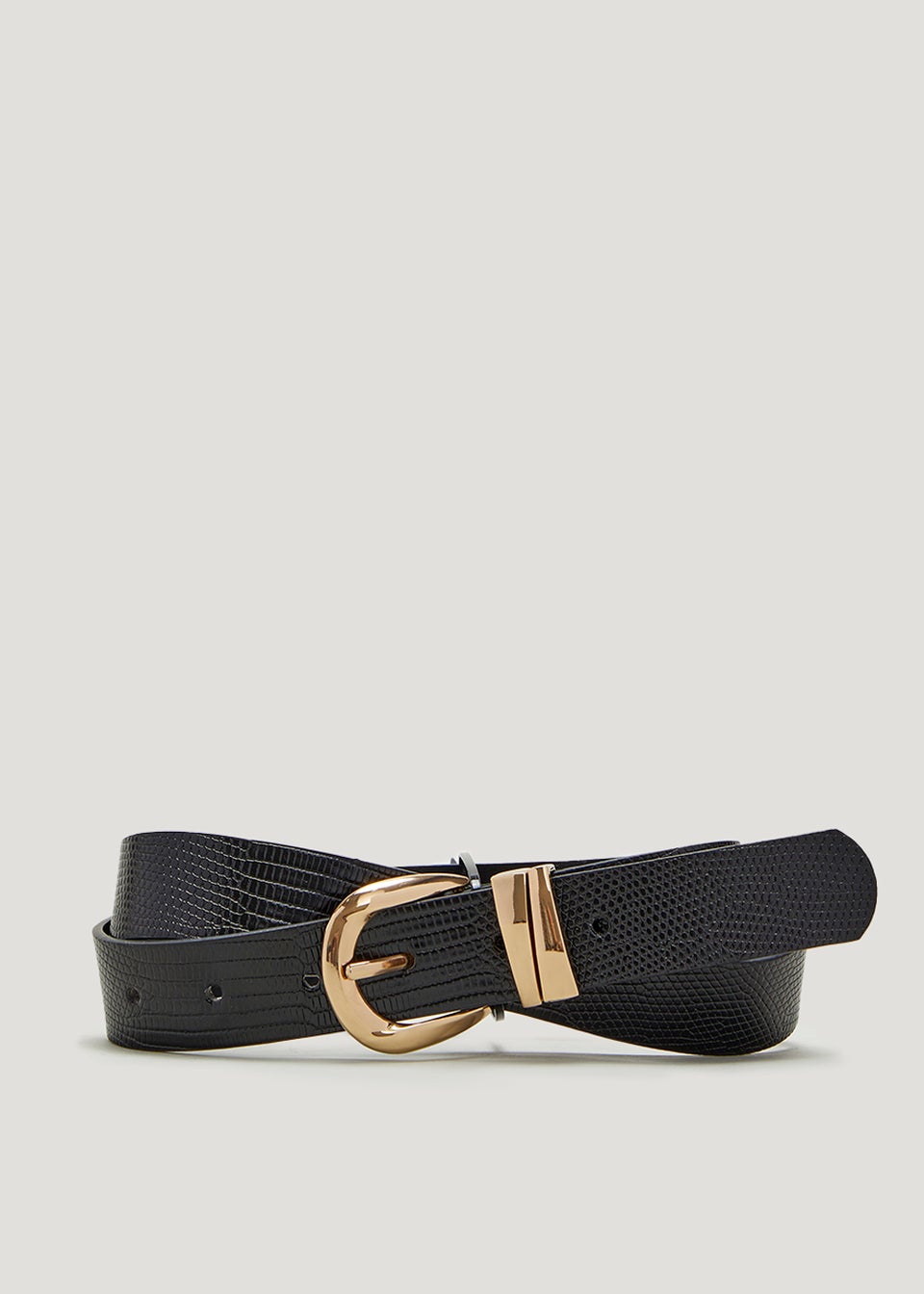 Black Mock Crock Double Bar Belt