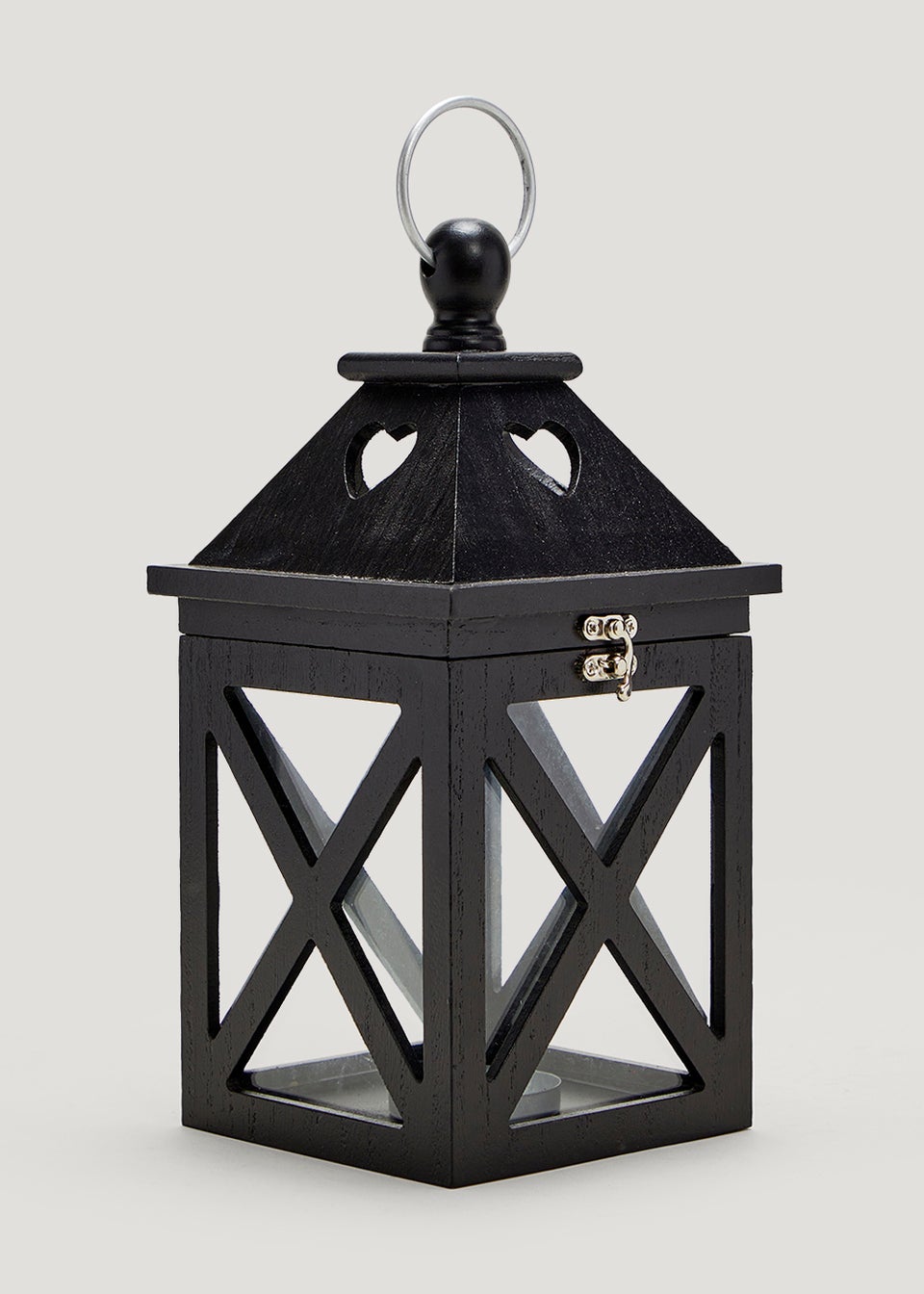 Black Wood Lantern (30cm x 14cm x 14cm)