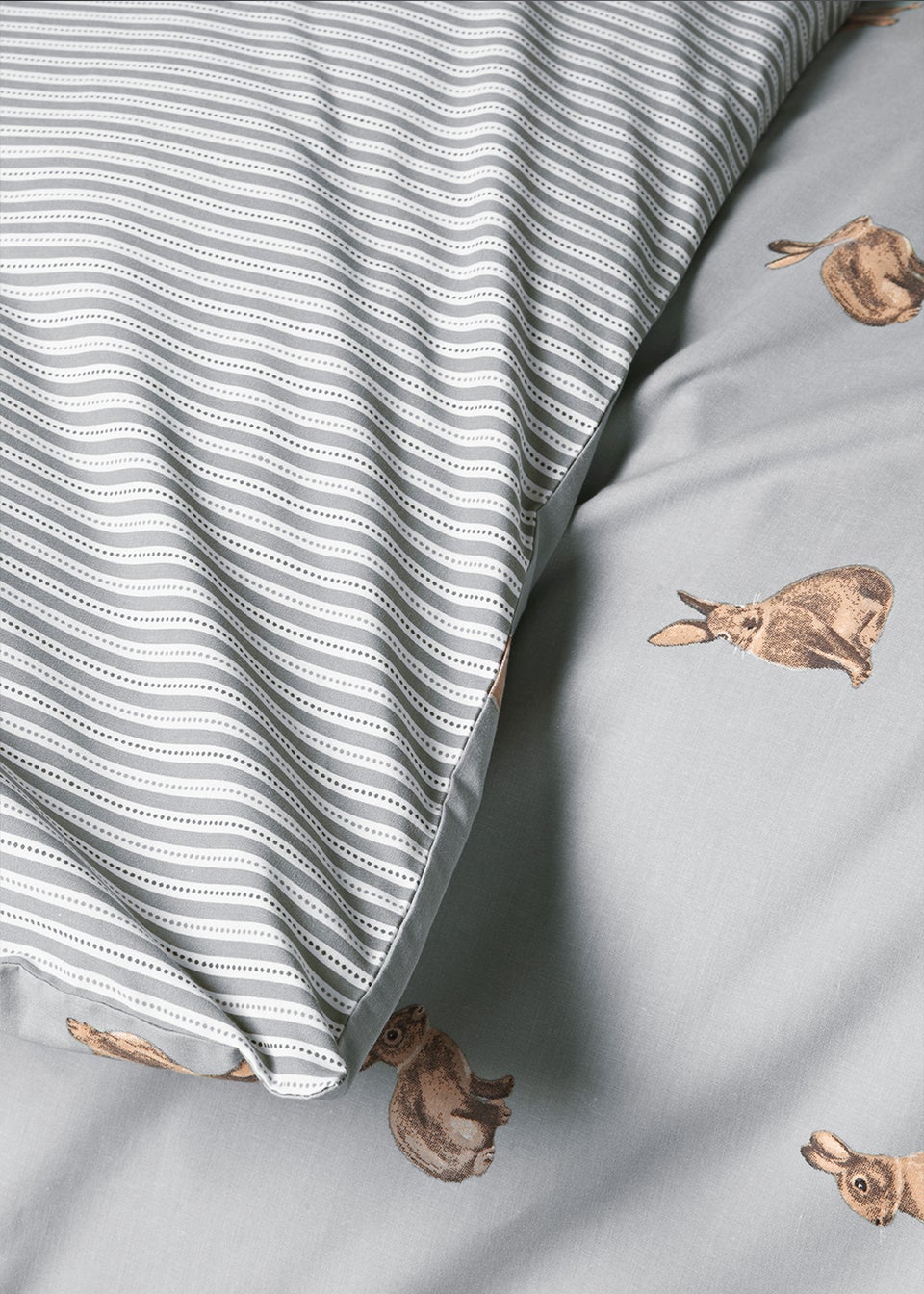 Grey Polycotton Bunny Duvet Cover