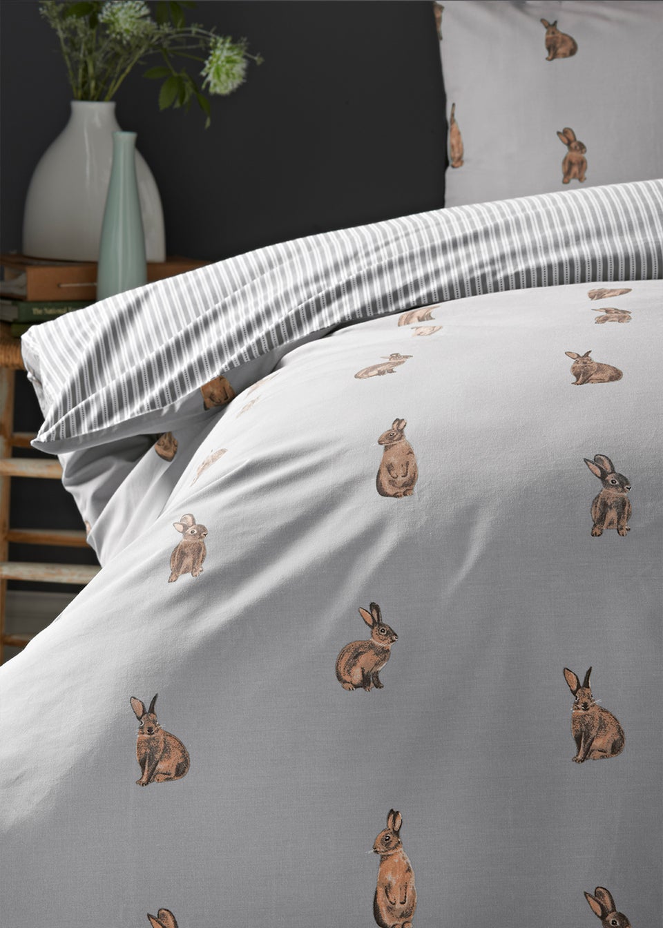 Grey Polycotton Bunny Duvet Cover Matalan