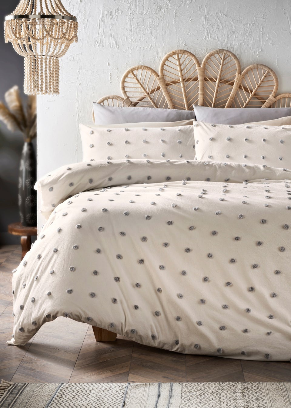 Grey Tufted Duvet Cover
