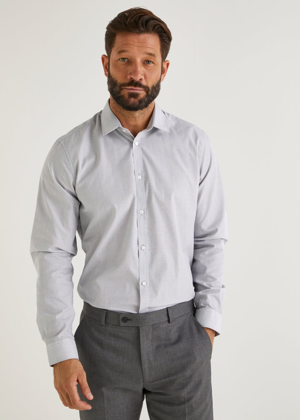 Taylor & Wright Grey Marl Easy Care Slim Fit Shirt