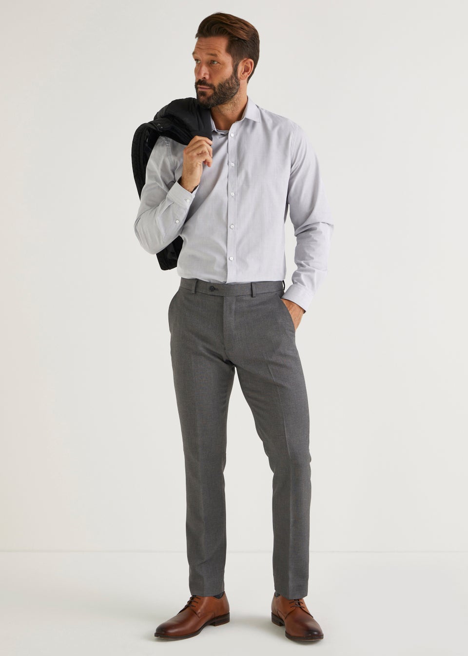 Taylor & Wright Grey Marl Easy Care Slim Fit Shirt