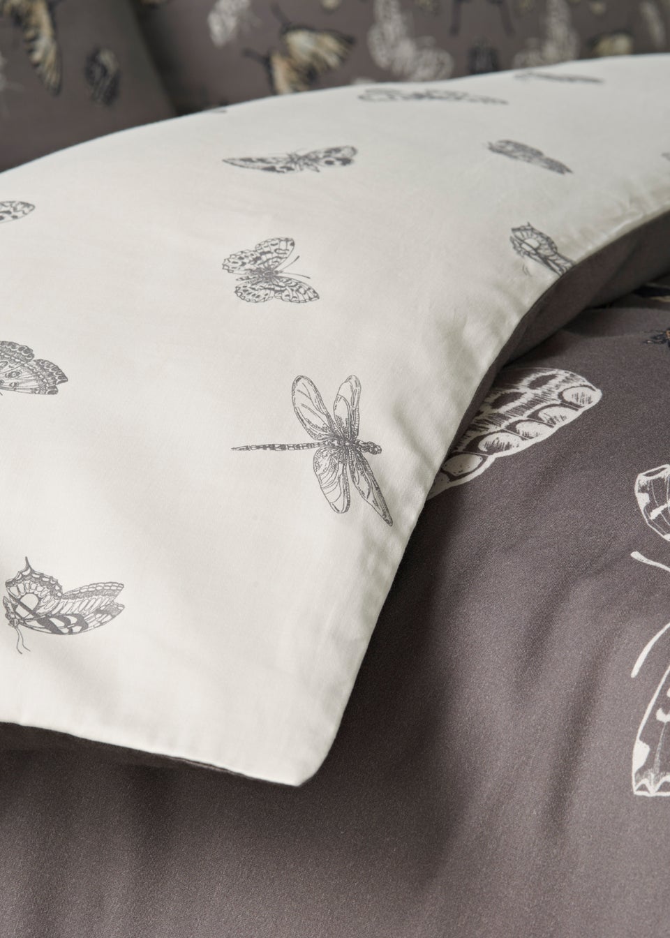 Charcoal Butterfly Reversible Duvet Cover