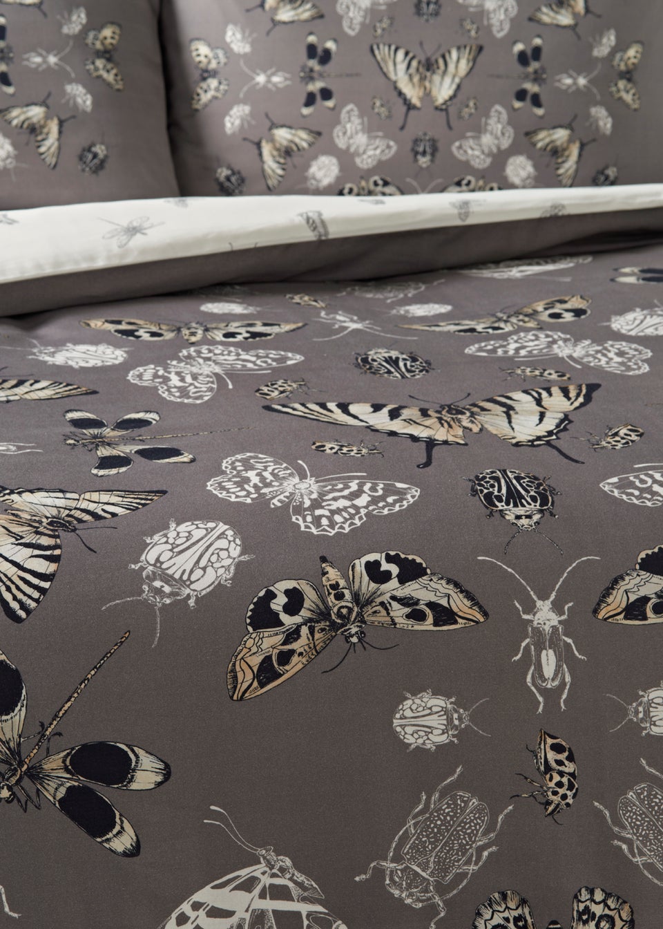Charcoal Butterfly Reversible Duvet Cover