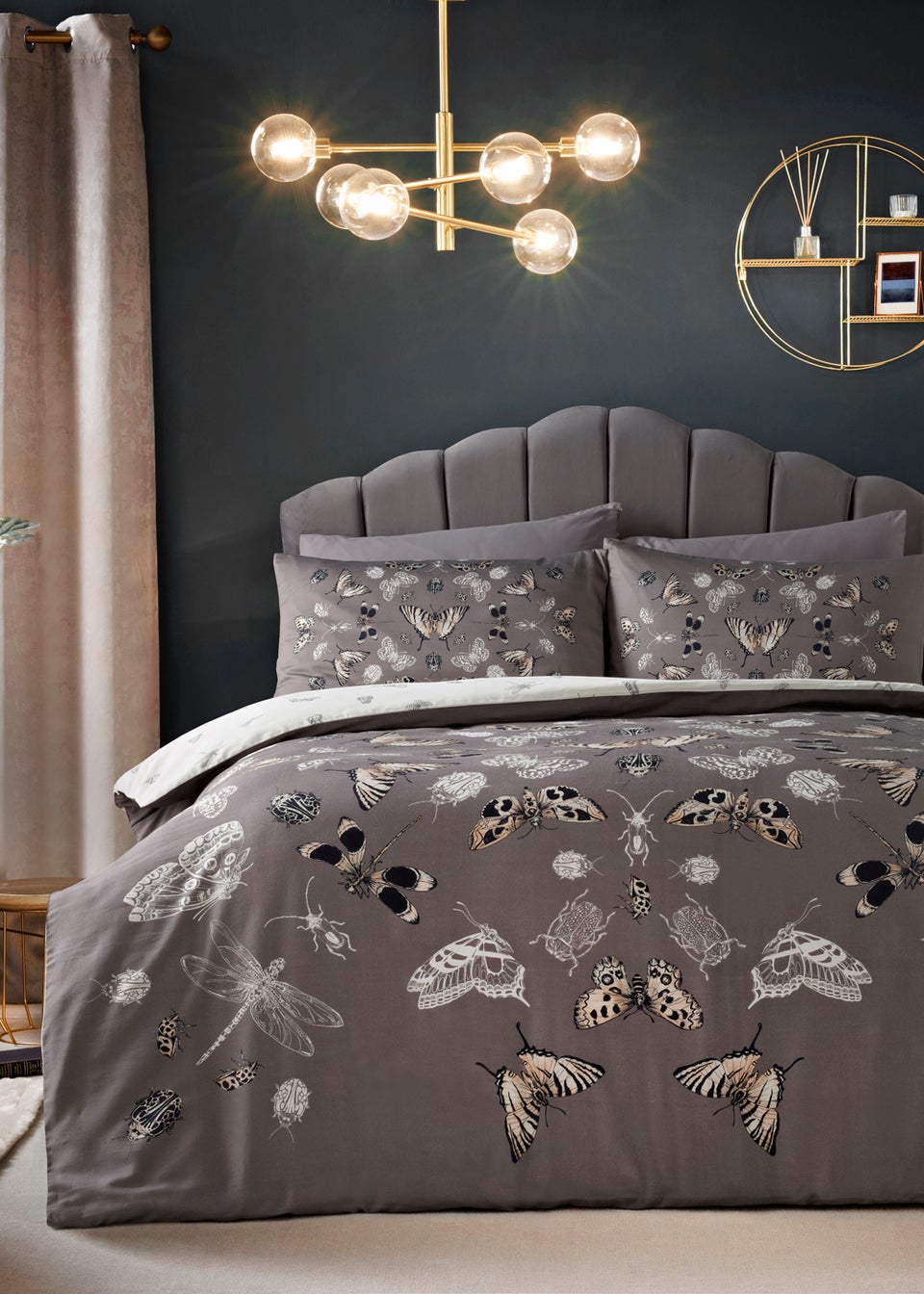 Charcoal Butterfly Reversible Duvet Cover