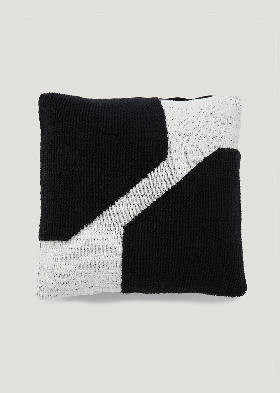Black Colour Block Woven Cushion (43cm x 43cm)