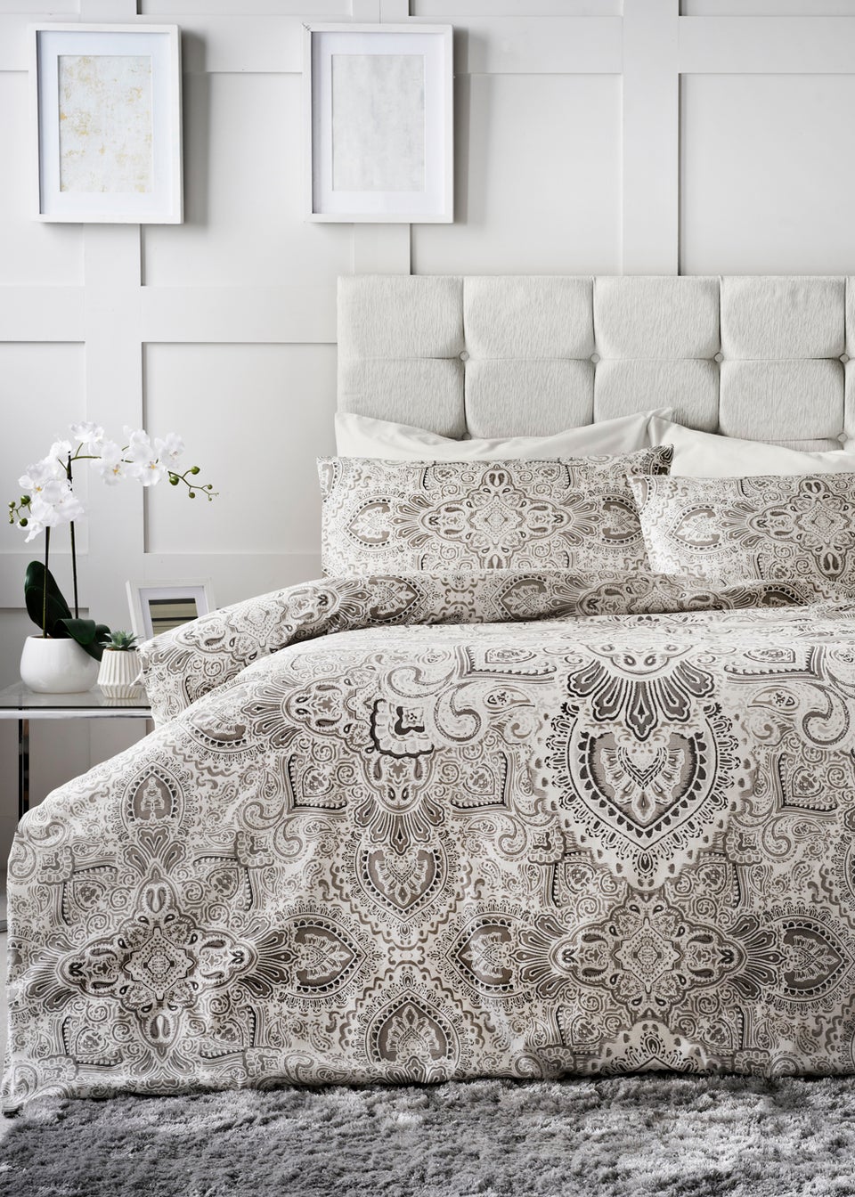 Grey Damask Duvet Cover