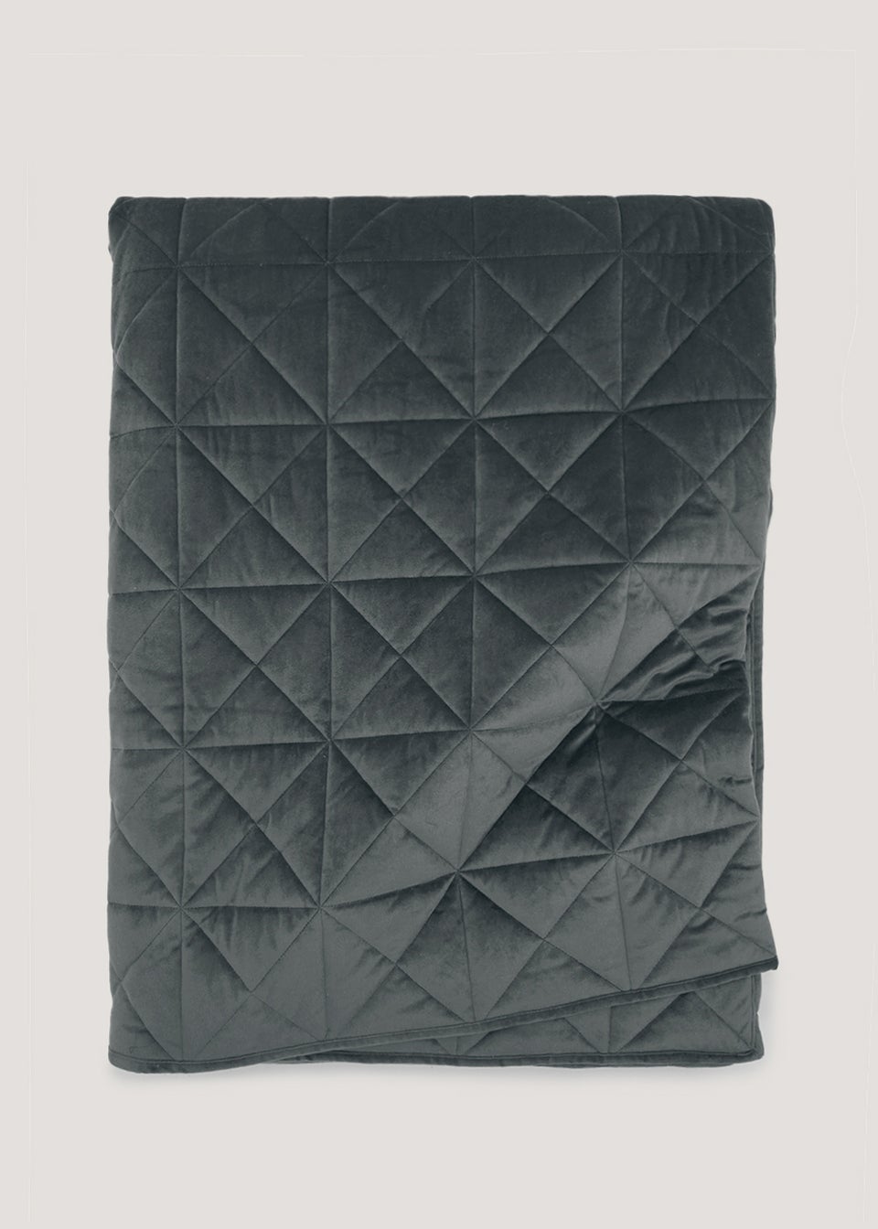 Charcoal Quilted Velvet Bedspread 235cm x 235cm Matalan