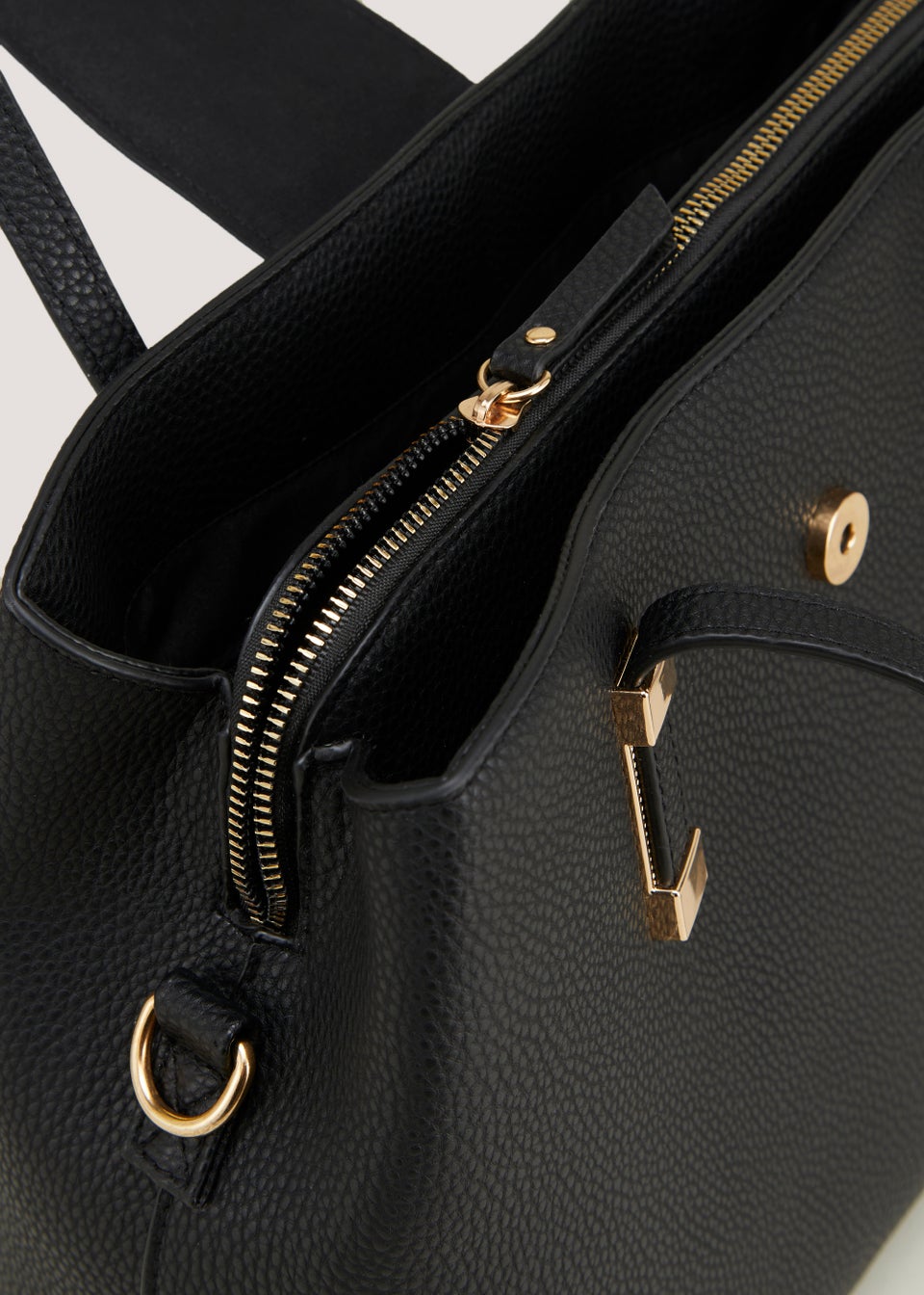 Black Triple Compartment Tote Bag