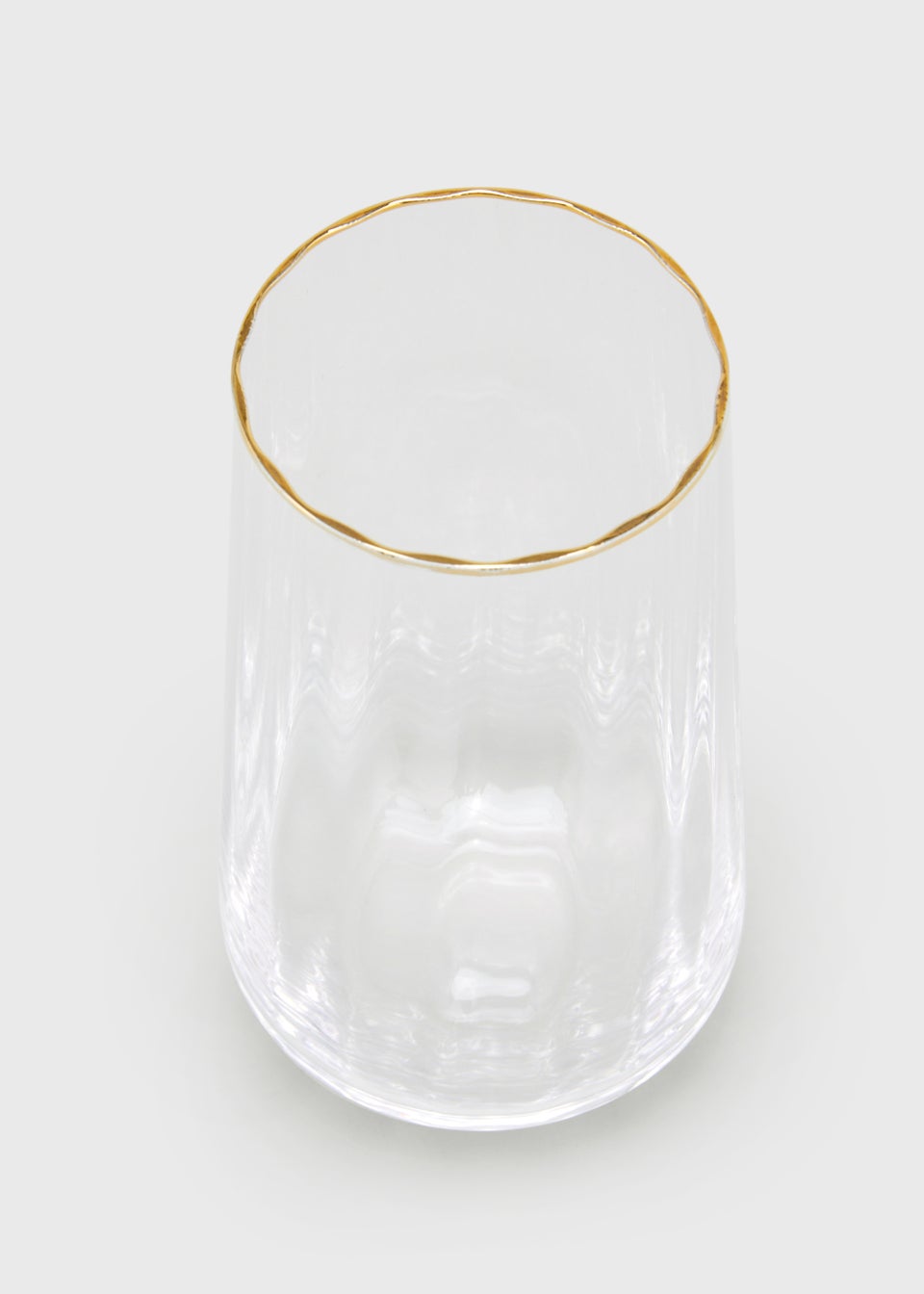 2 Pack Metallic Rim Ribbed Clear Tumblers (7cm x 14cm)