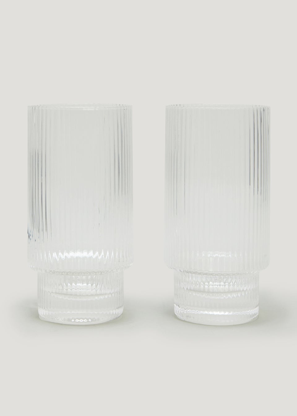2 Pack Clear Ribbed Glasses (13.5cm x 7cm)