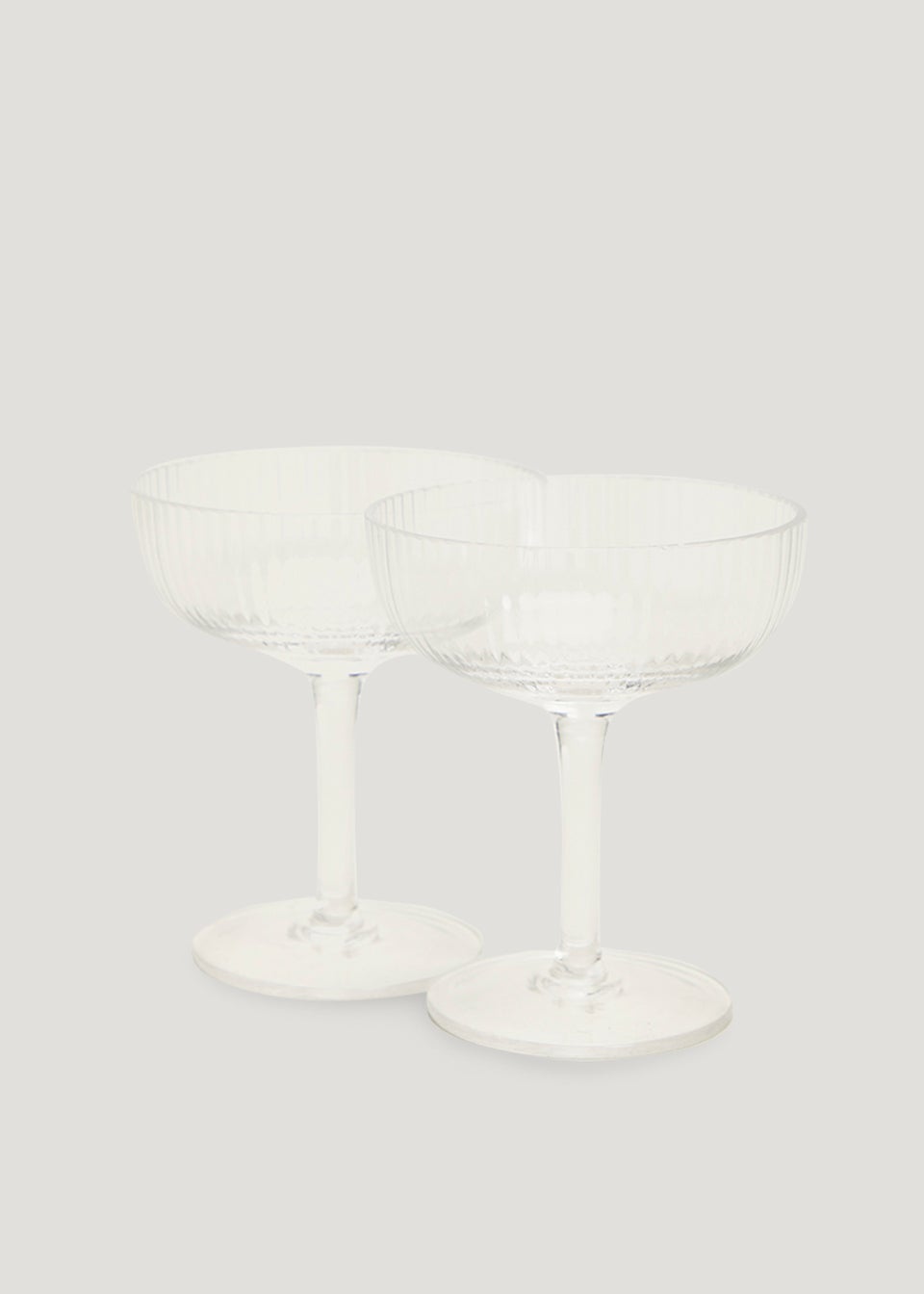 2 Pack Clear Ribbed Coupe Glasses (10cm x 12cm)