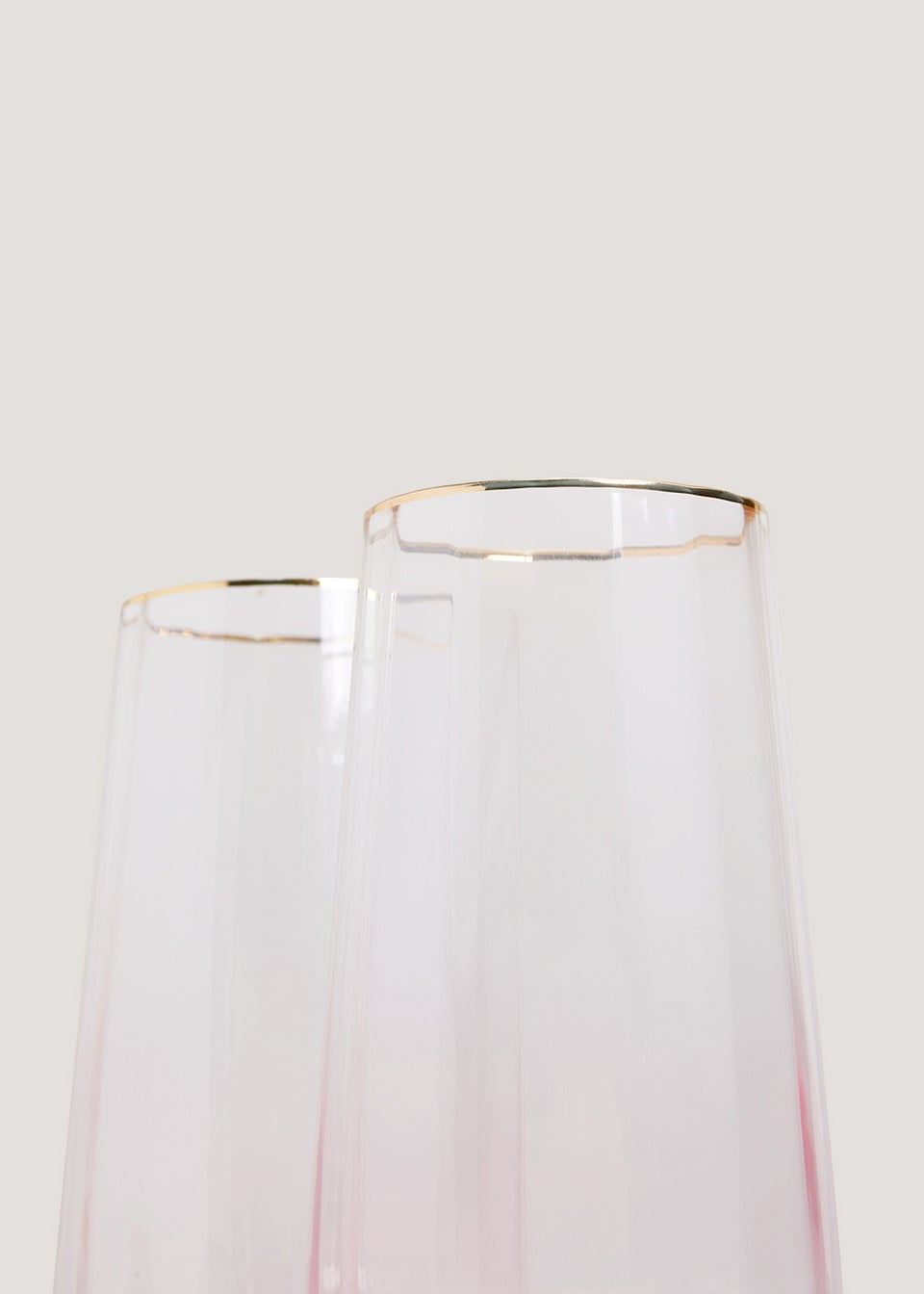 2 Pack Metallic Rim Ribbed Pink Tumblers (7cm x 14cm)