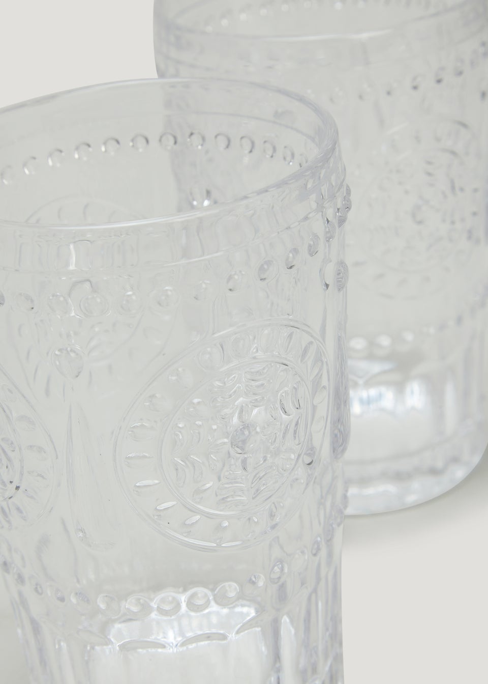 2 Pack Clear Embossed Tumbler Glasses (13cm x 8.5cm)
