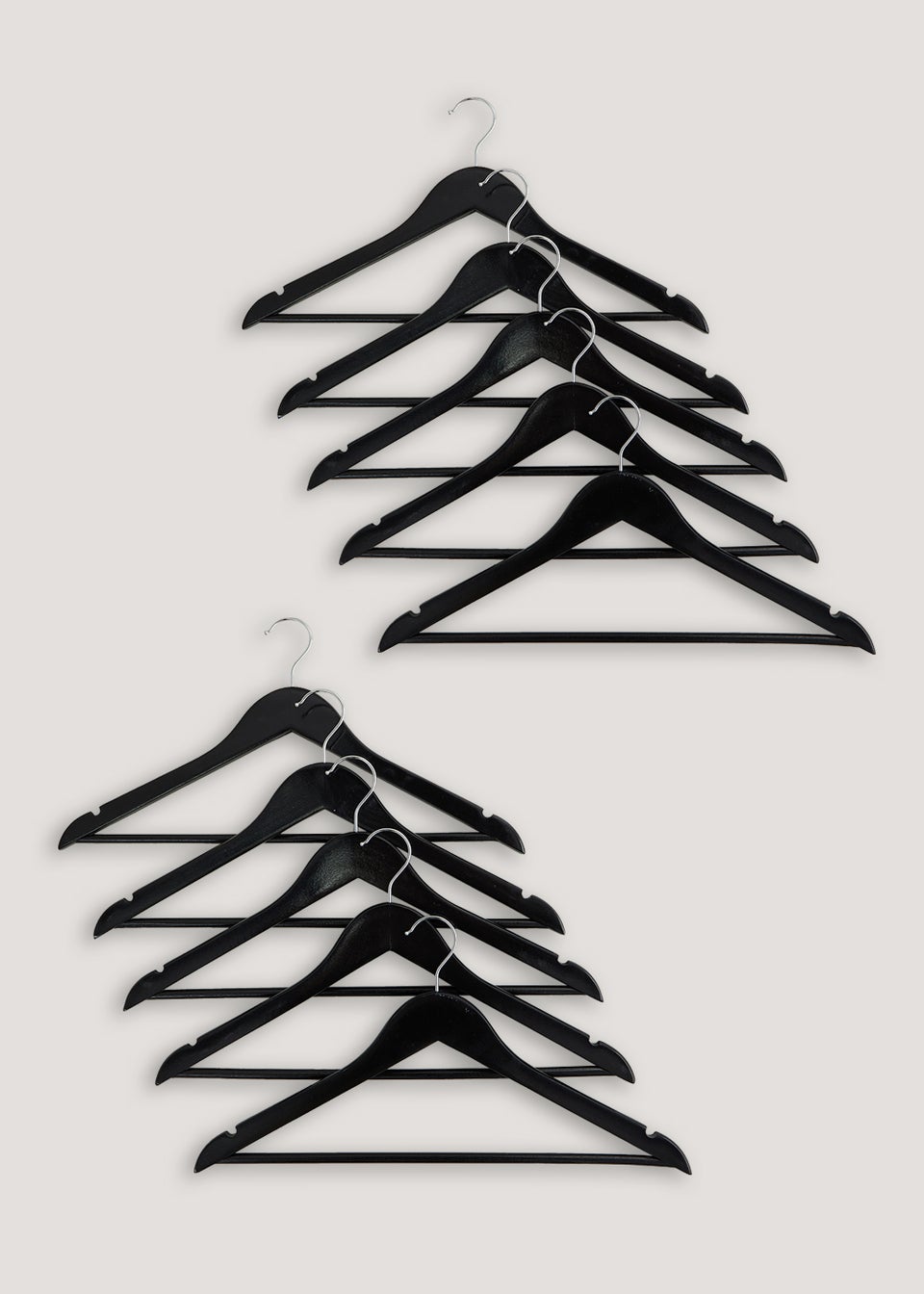 10 Pack Black Wooden Hangers (22.5cm x 44.5cm)