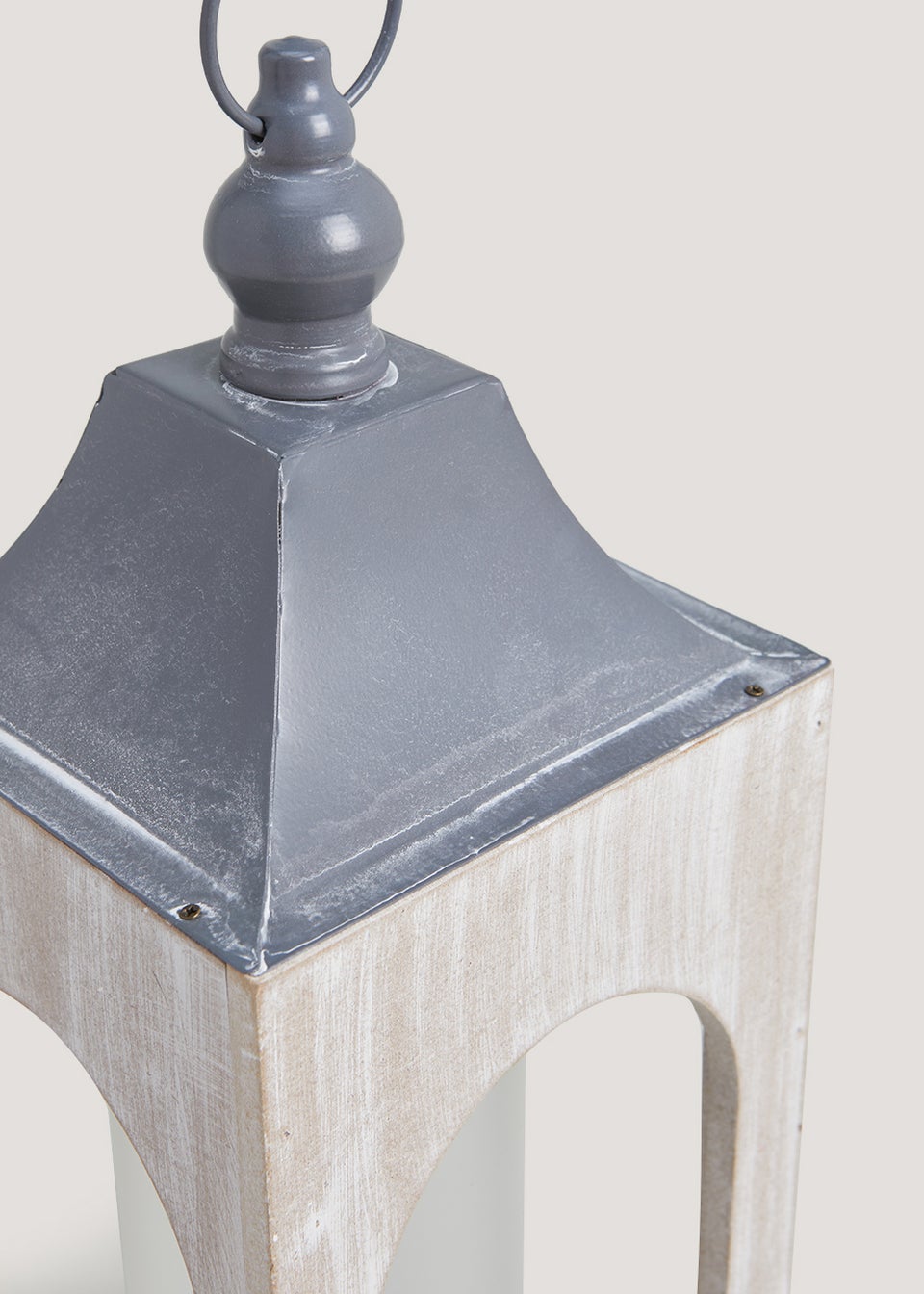 Metal & Wood Lantern (26cm x 37cm)