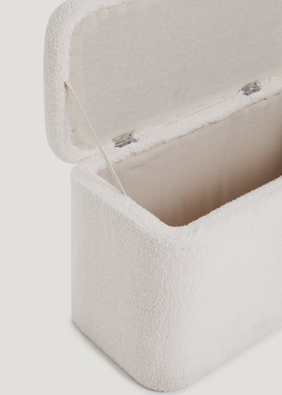 Cream Teddy Fleece Storage Ottoman (68cm x 31cm x 43cm)