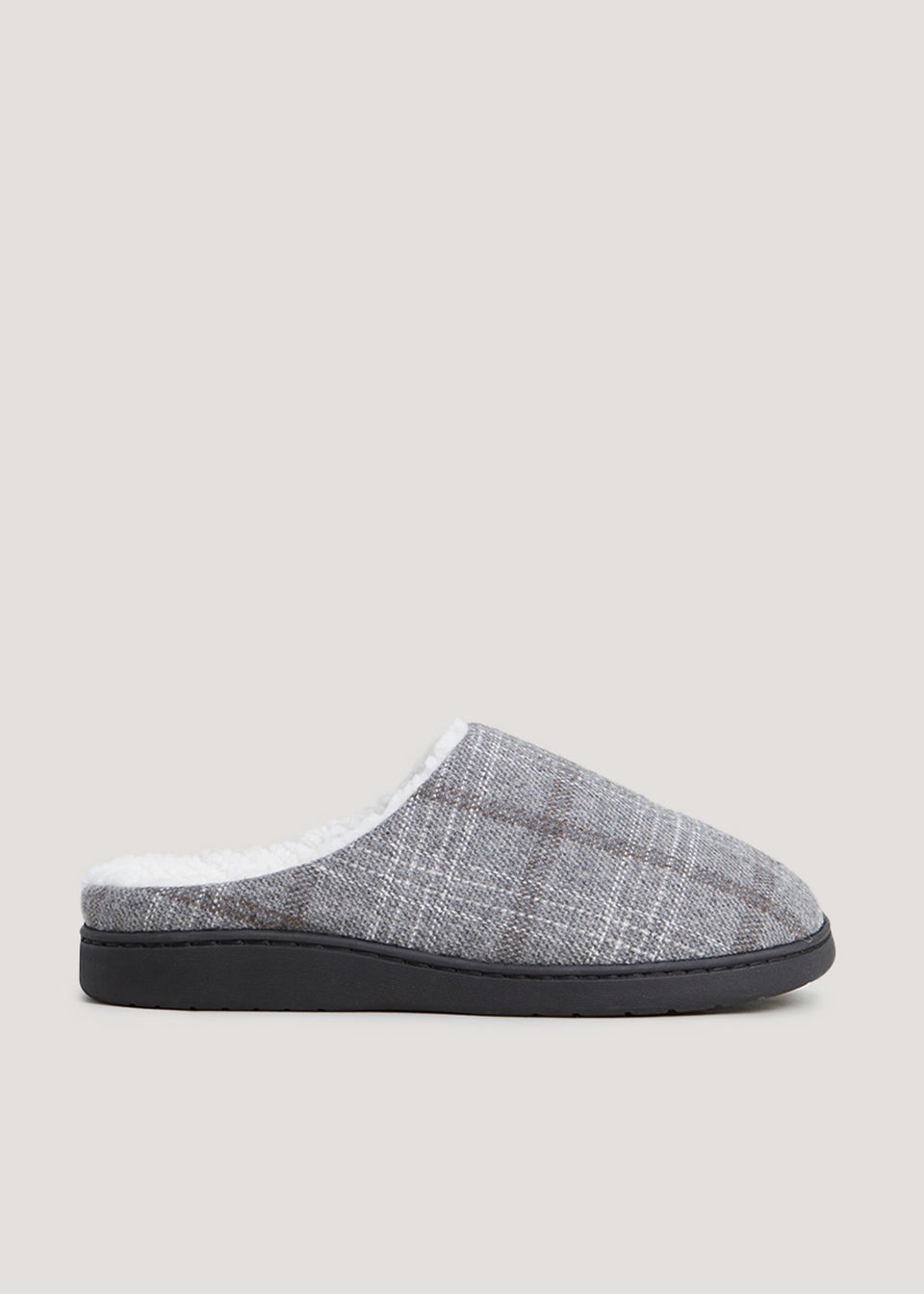 Grey Check Memory Foam Slippers