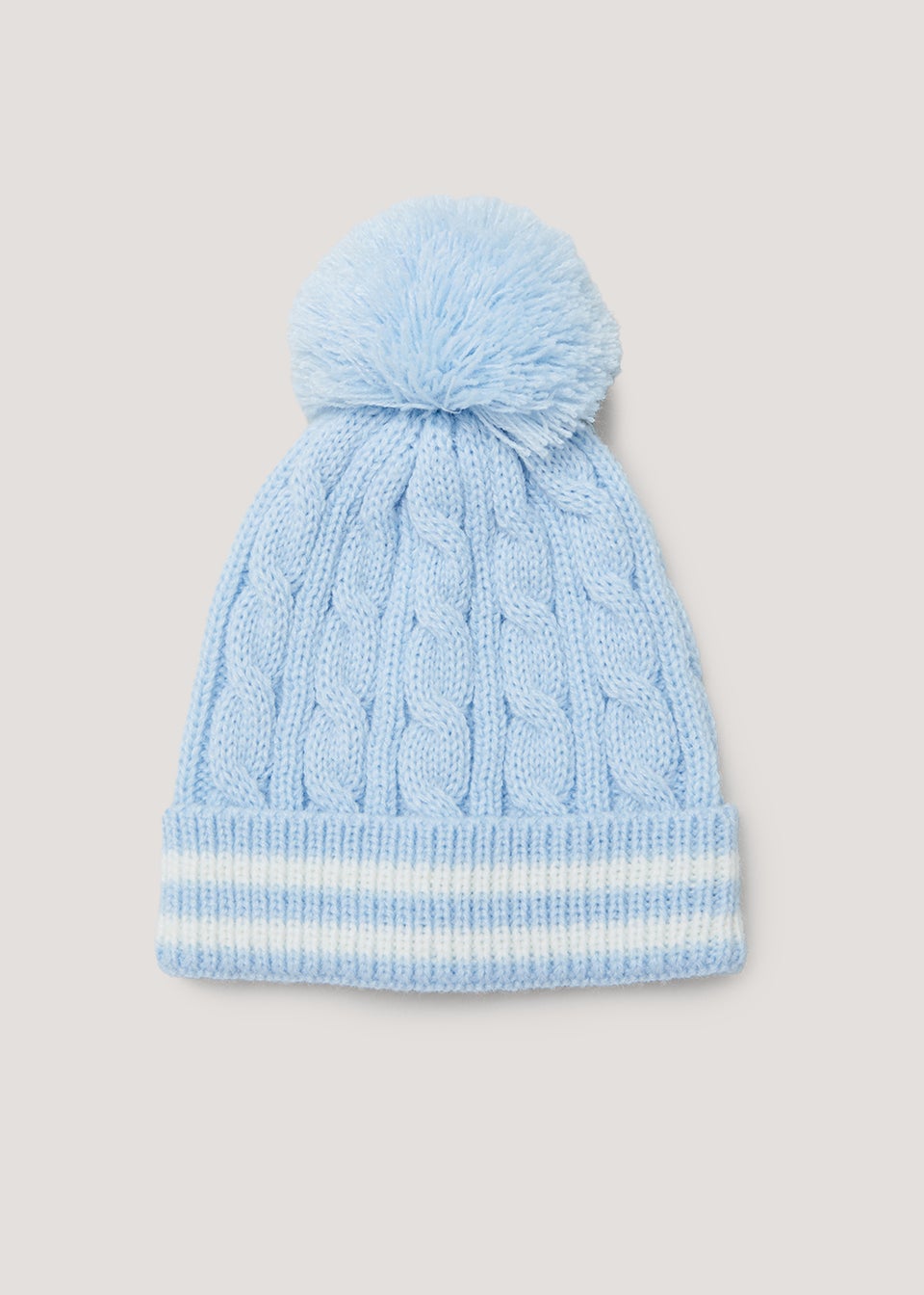 Unisex Light Blue Baby Bobble Hat (Newborn-24mths)