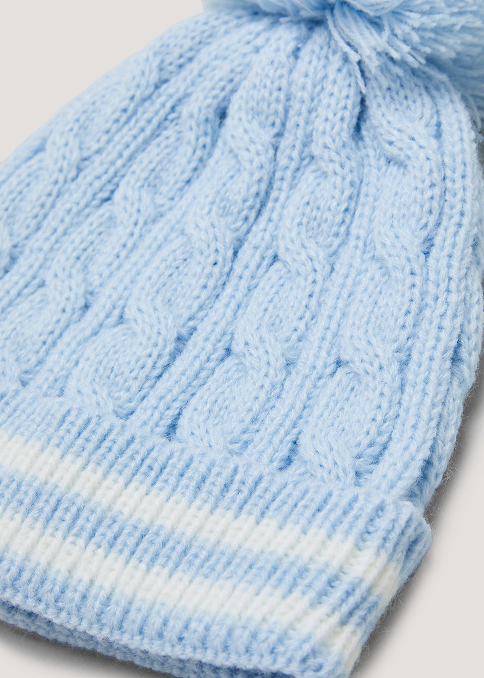 Unisex Light Blue Baby Bobble Hat (Newborn-24mths)