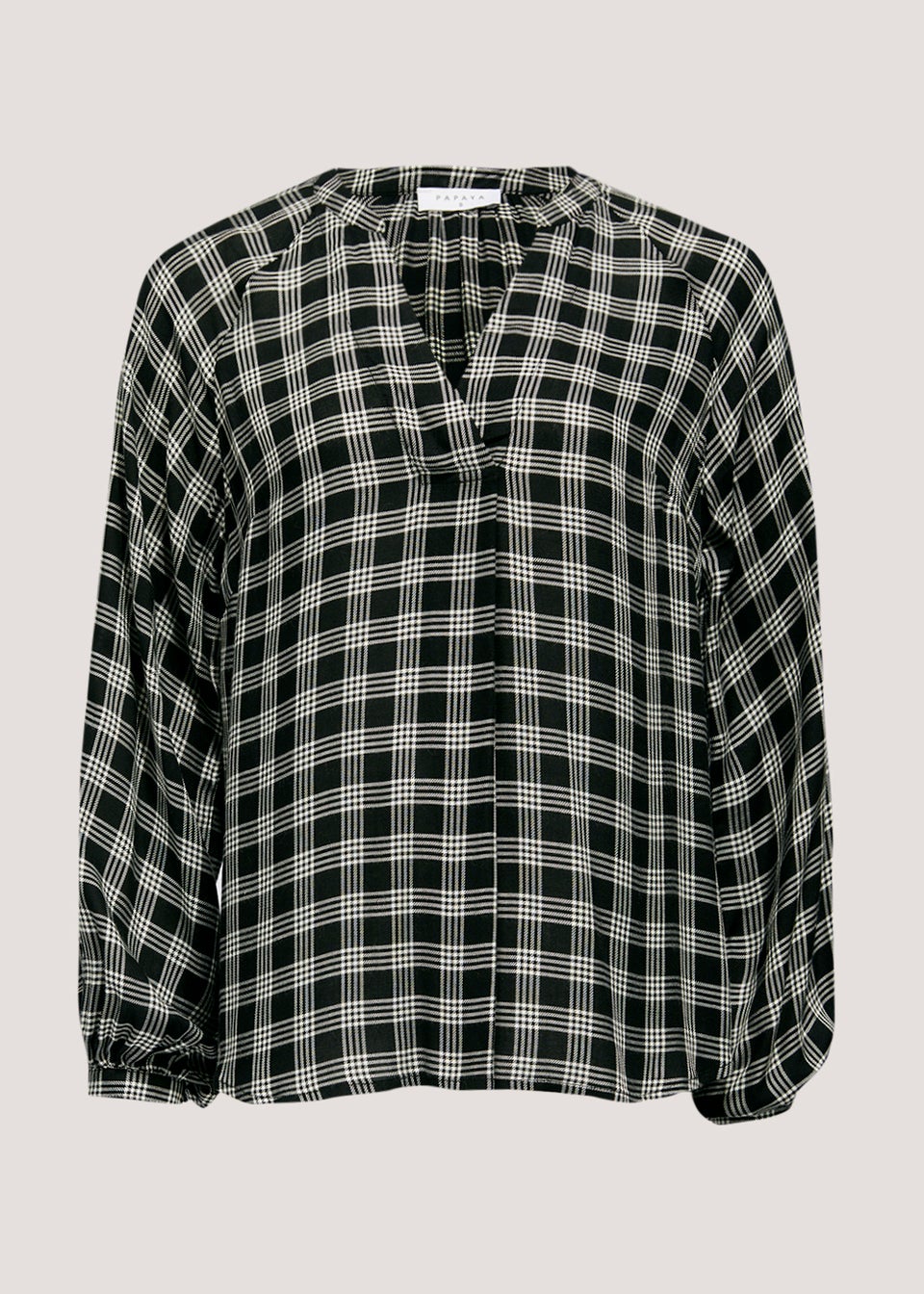 Black Check Popover Blouse