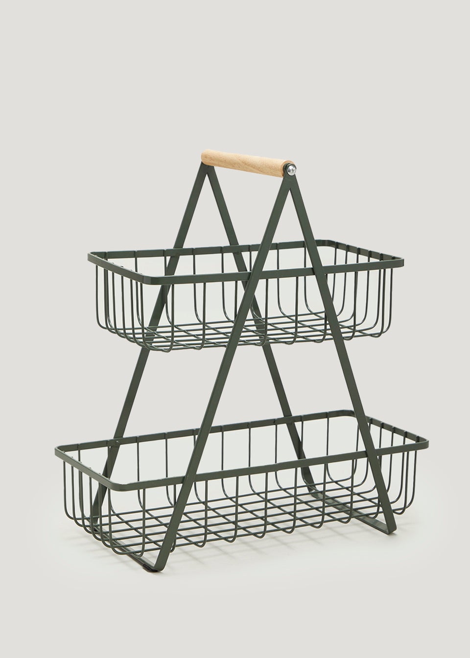 Green Wire Two Tier Storage Basket (48cm x 35cm) - Matalan