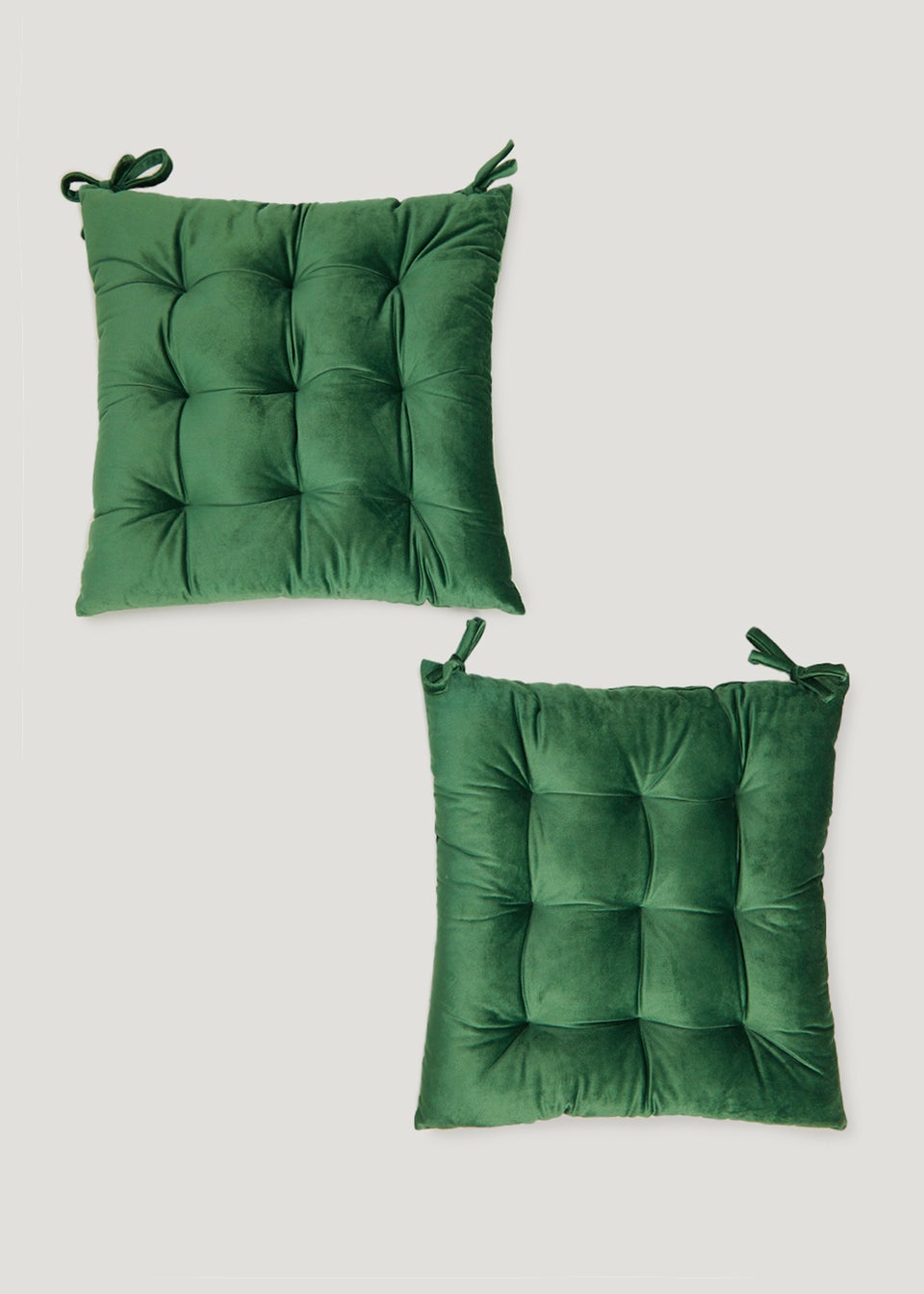 2 Pack Green Velvet Seat Pads (42cm x 42cm)