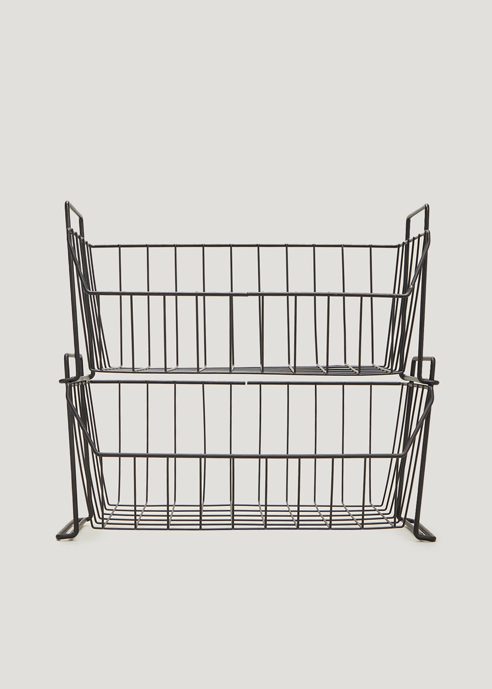 Black Metal Wire 2 Tier Stacking Basket Set (34.5cm x 30cm)