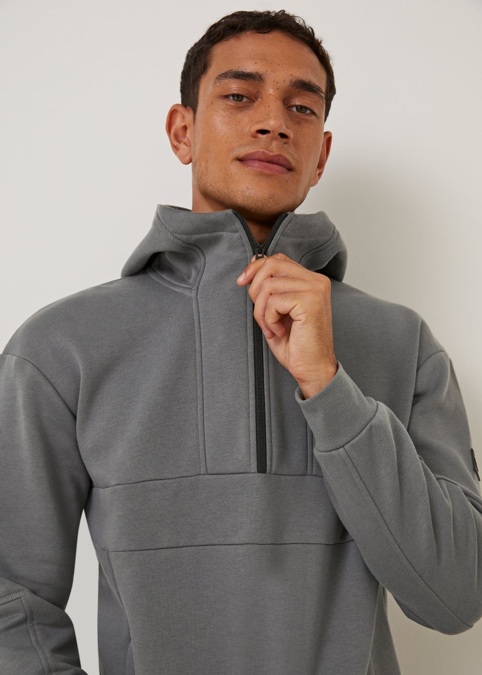 US Athletic Grey Half Zip Hoodie Matalan