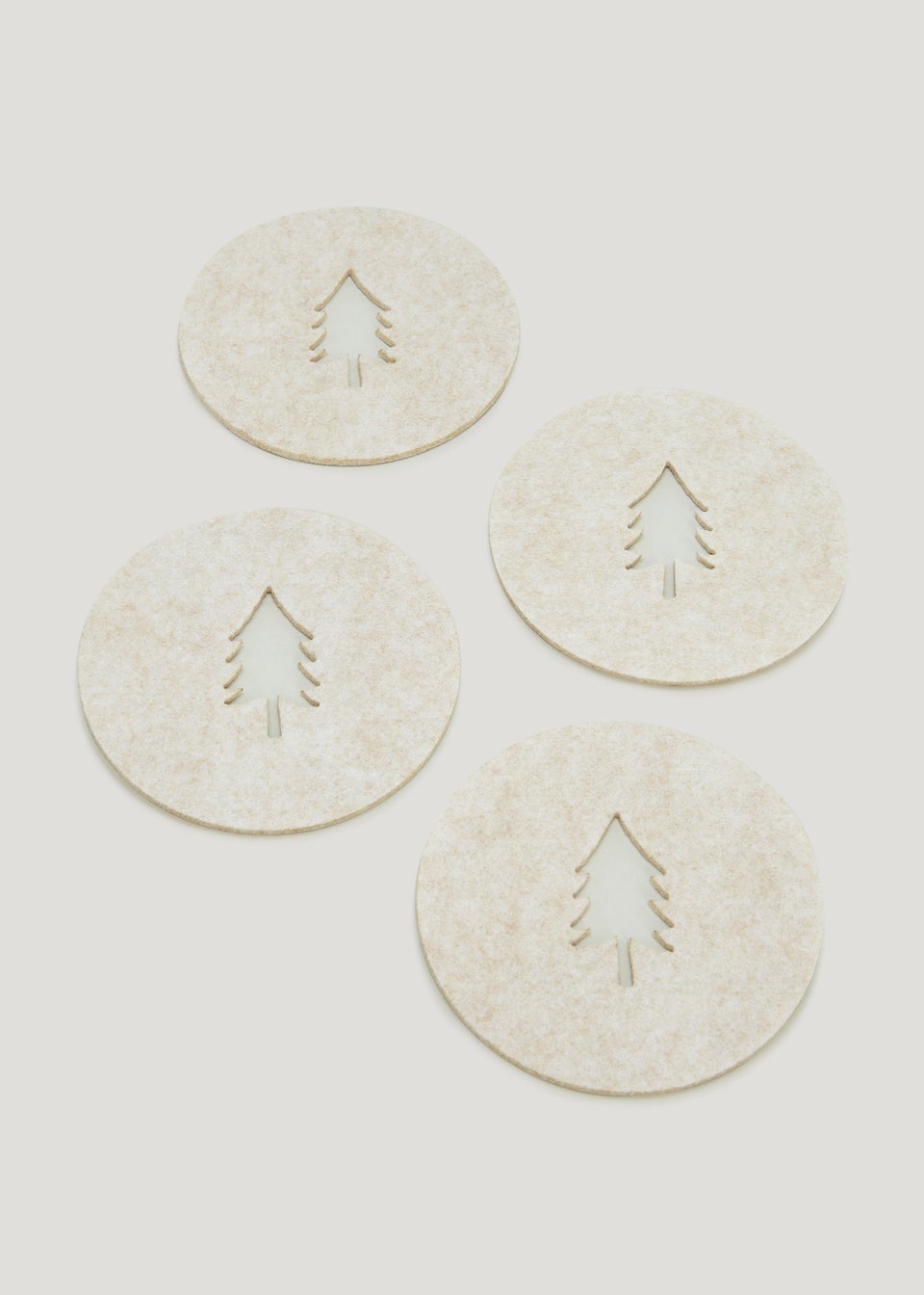 4 Pack Natural Felt Christmas Coasters (10.5cm)