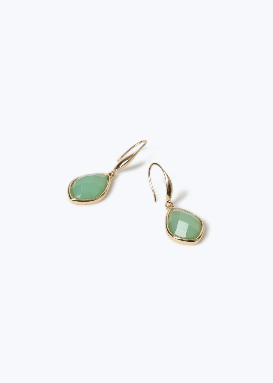 Green Fish Hook Drop Earrings