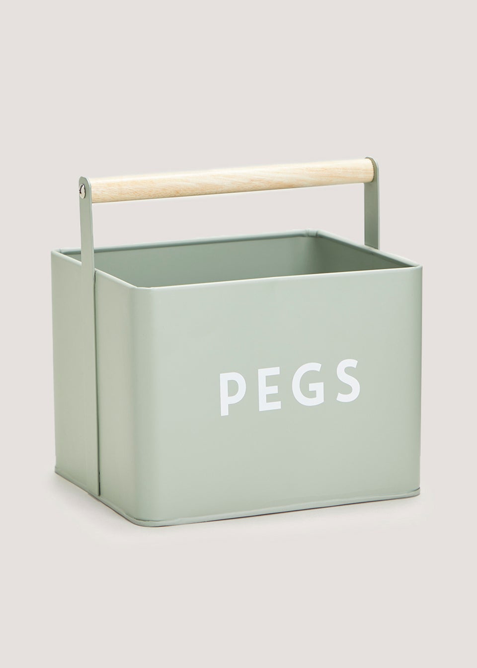 Green Metal Peg Tin (19cm x 18cm x 15cm)