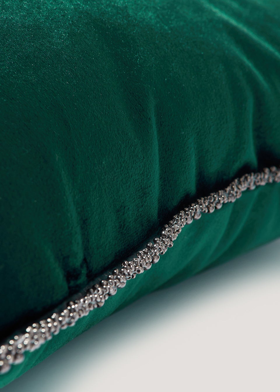 Green Velvet Beaded Cushion (43cm x 43cm)