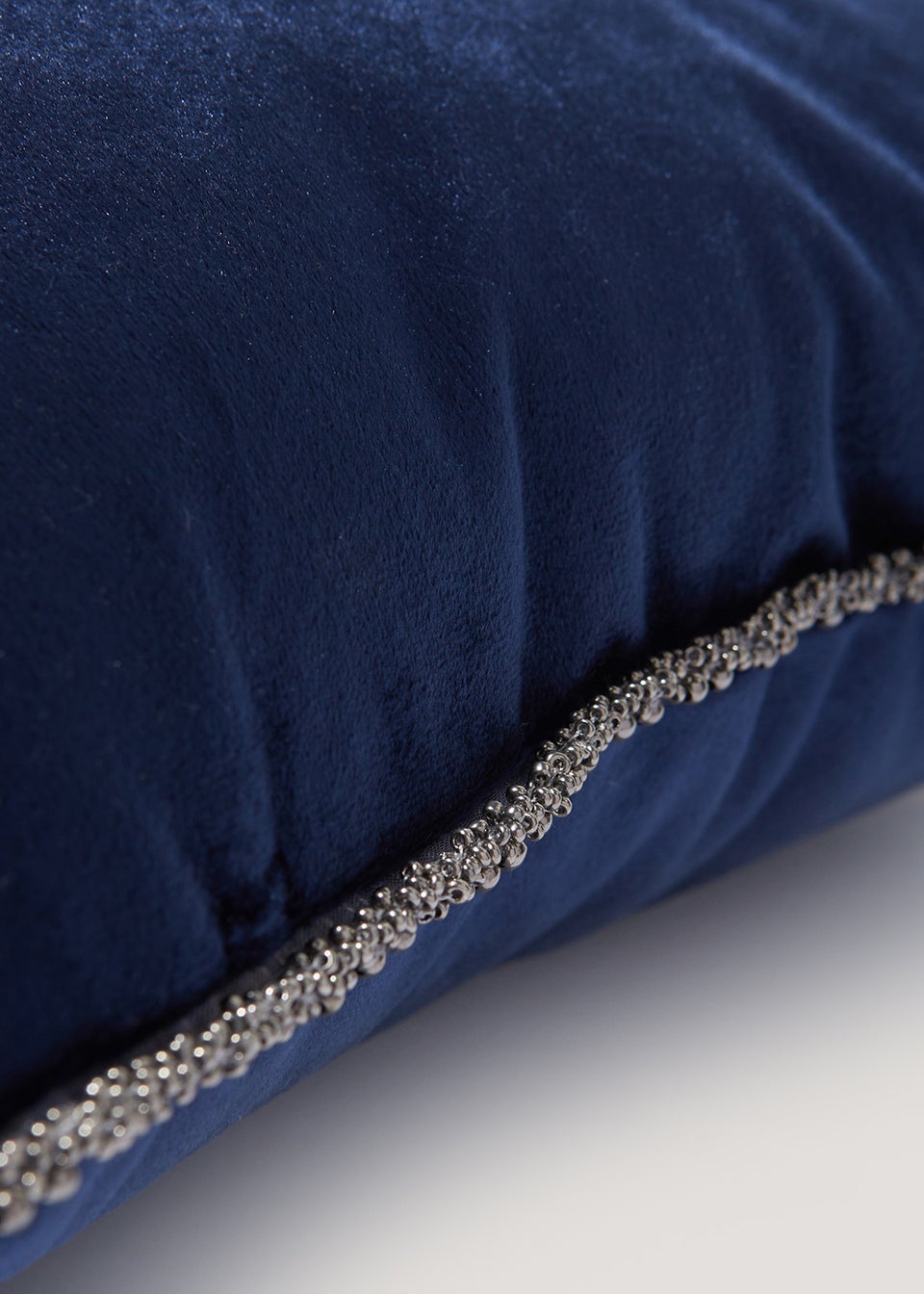 Navy Velvet Beaded Cushion (43cm x 43cm)