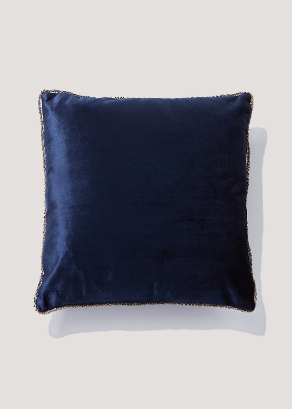 Navy Velvet Beaded Cushion 43cm x 43cm Matalan