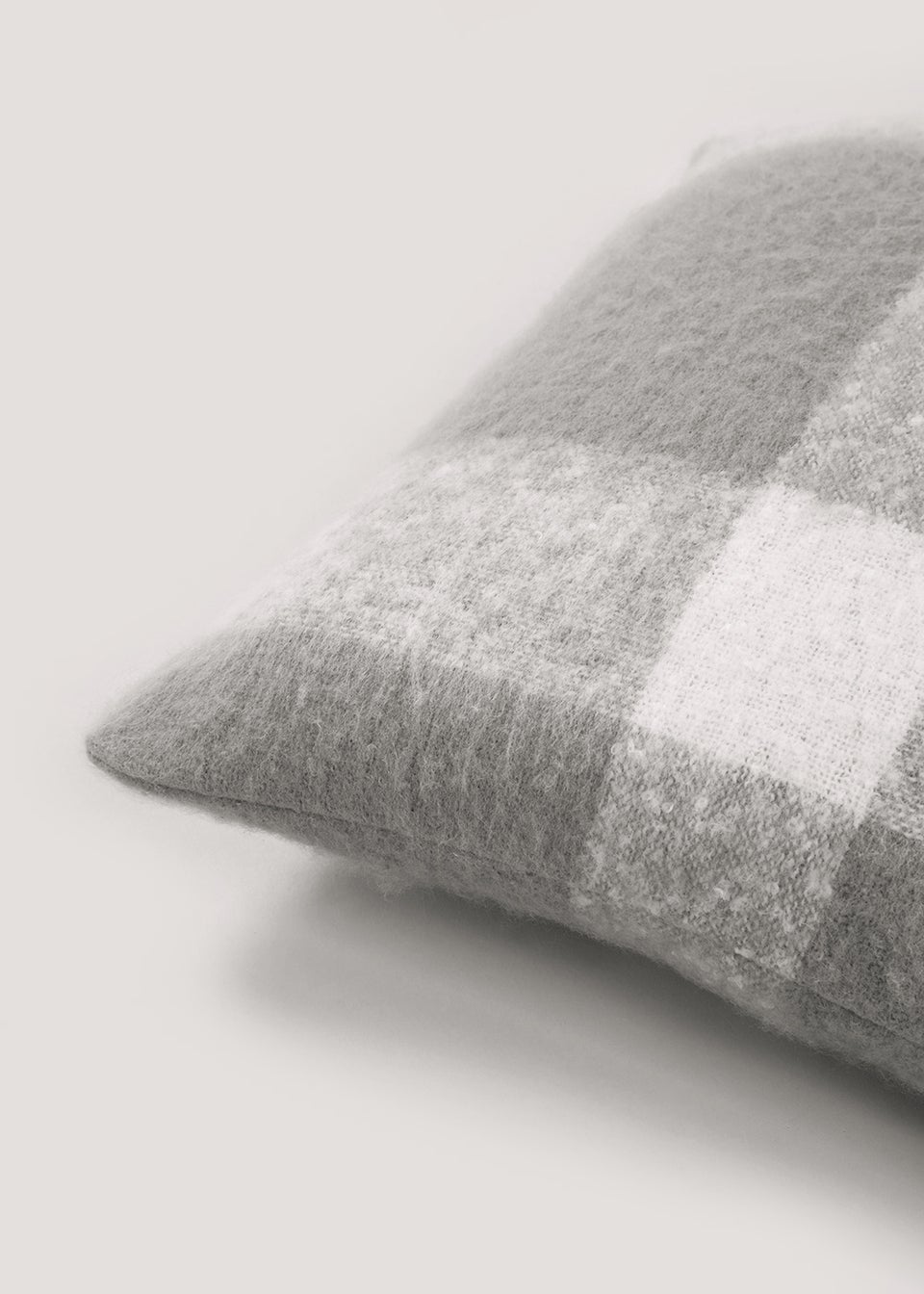 Grey Check Faux Mohair Cushion (43cm x 43cm)