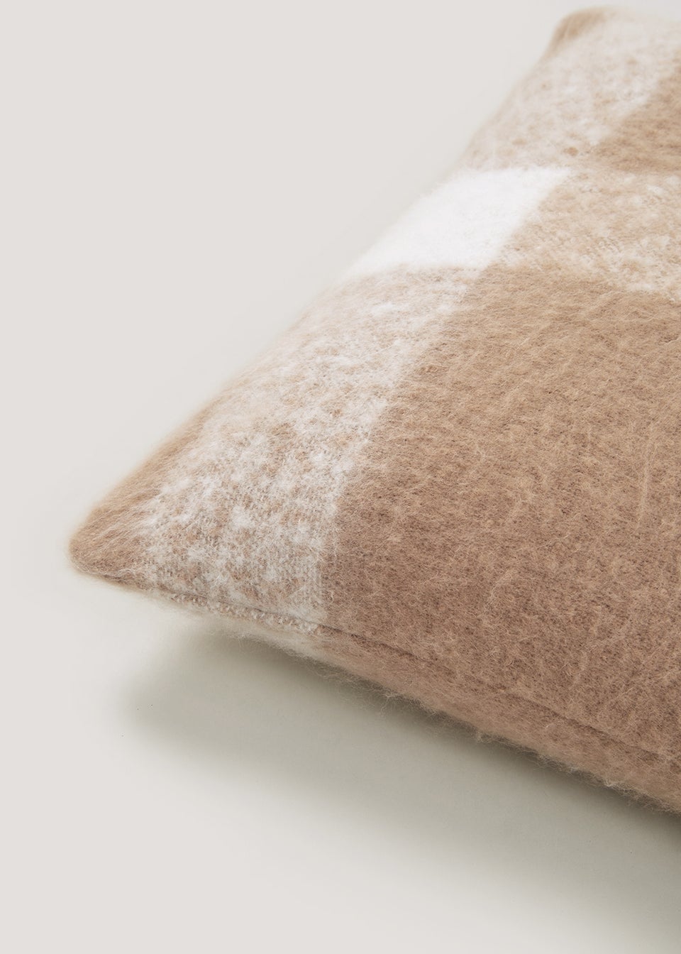 Natural Check Faux Mohair Cushion (43cm x 43cm)