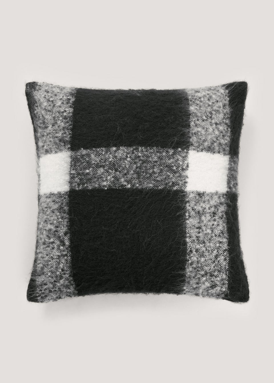 Black Check Faux Mohair Cushion (43cm x 43cm)