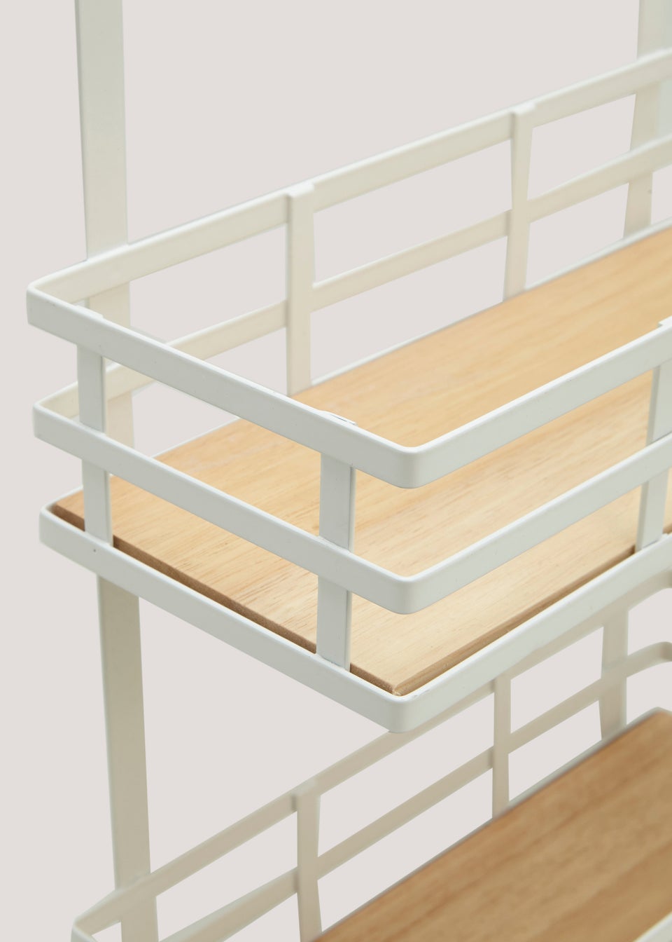White Wire & Wood Over Door Bathroom Baskets (58.5cm x 13.5cm x 31.5cm)