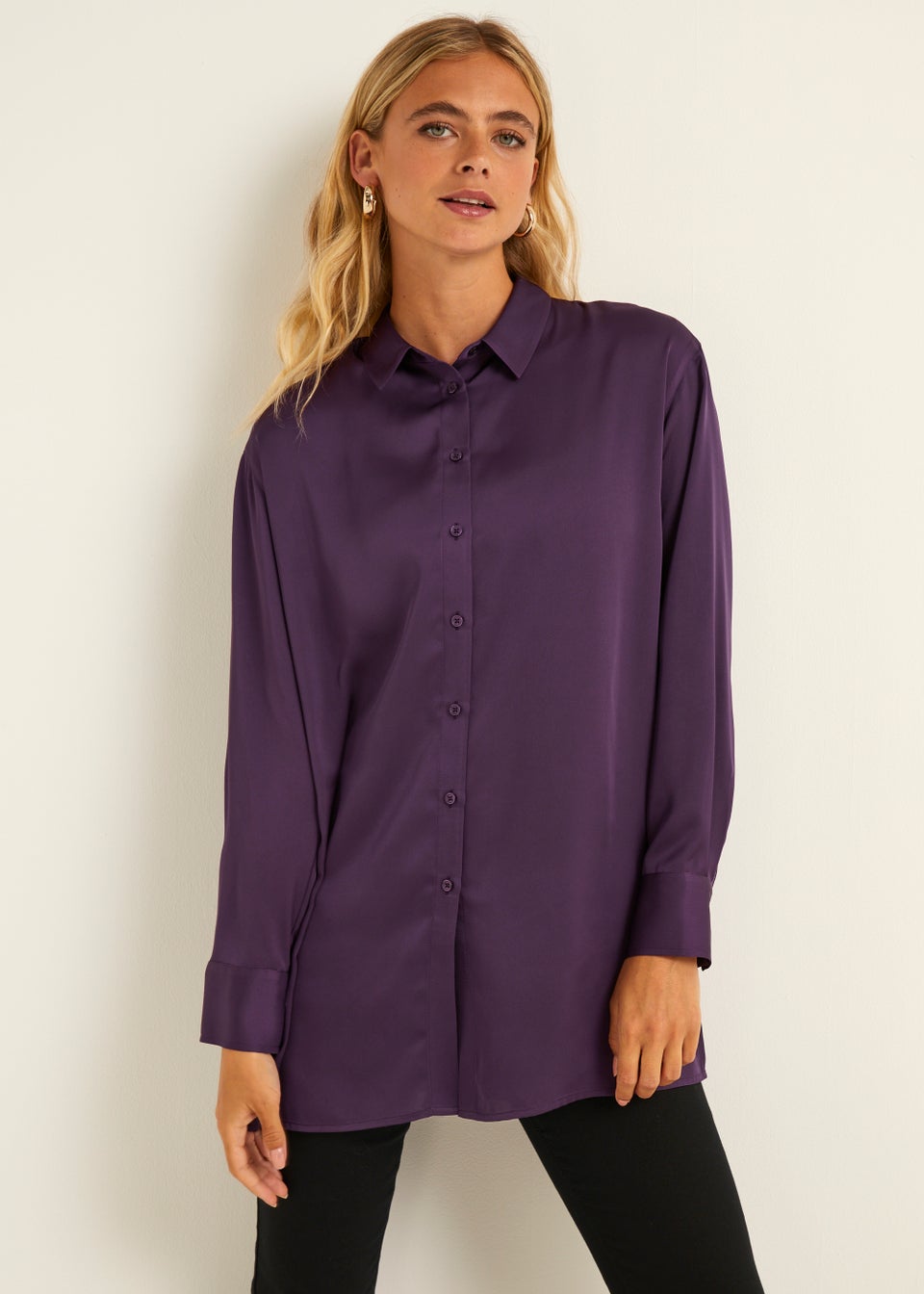 Be Beau Purple Satin Shirt