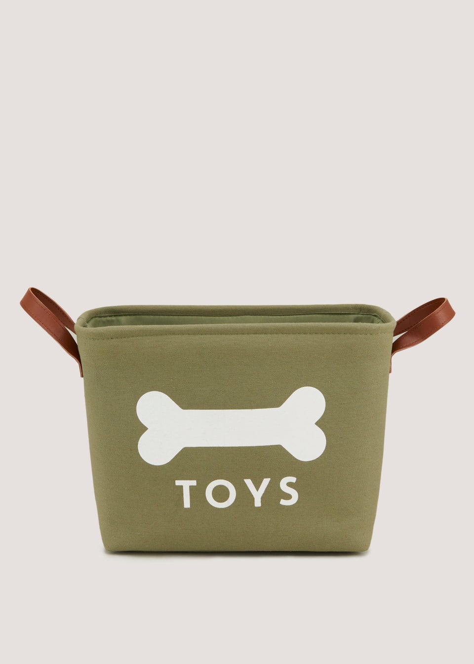 Green Canvas Pet Toy Basket 26cm x 35cm x 17.5cm