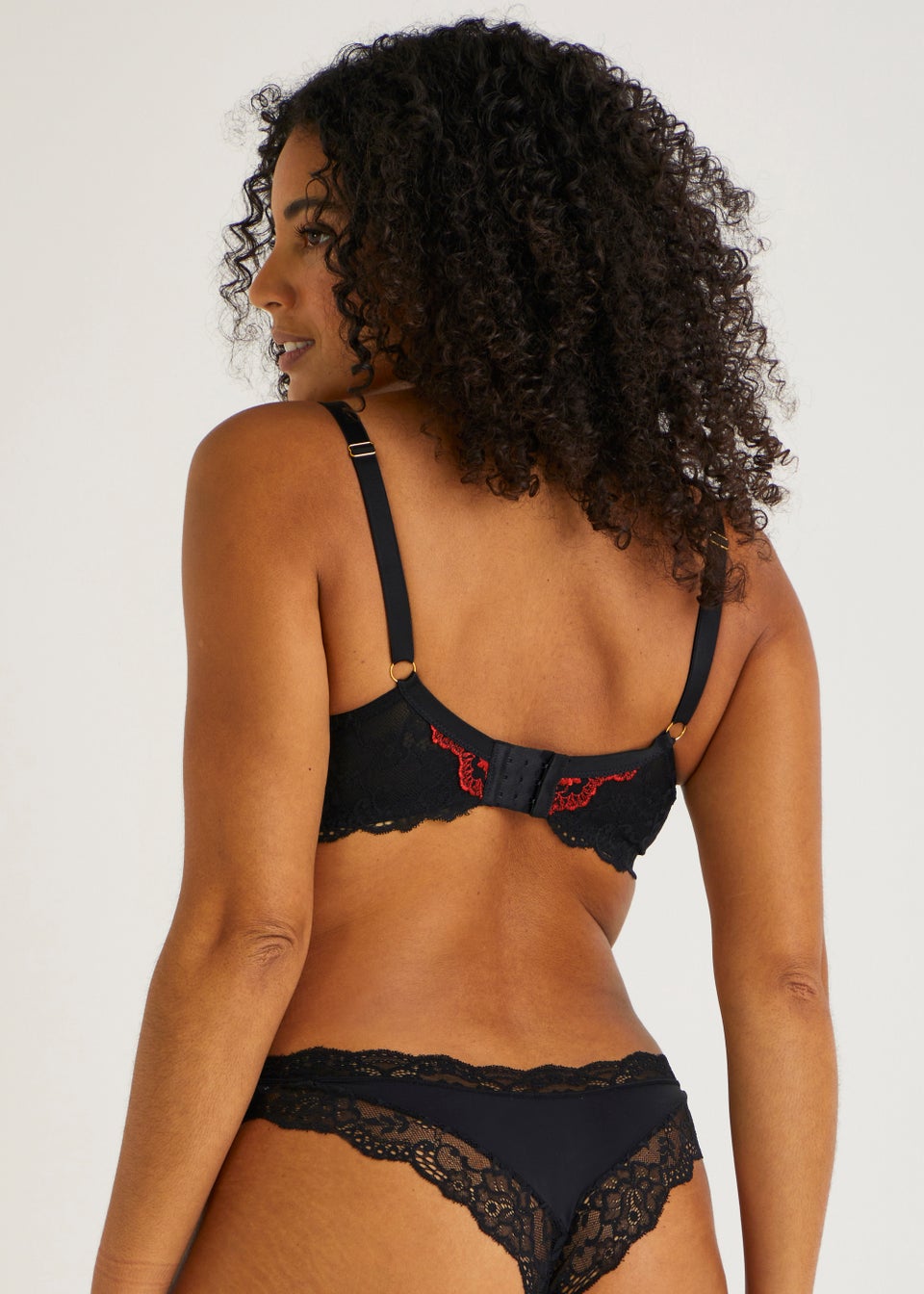 Black & Red Floral Embroidered Knickers