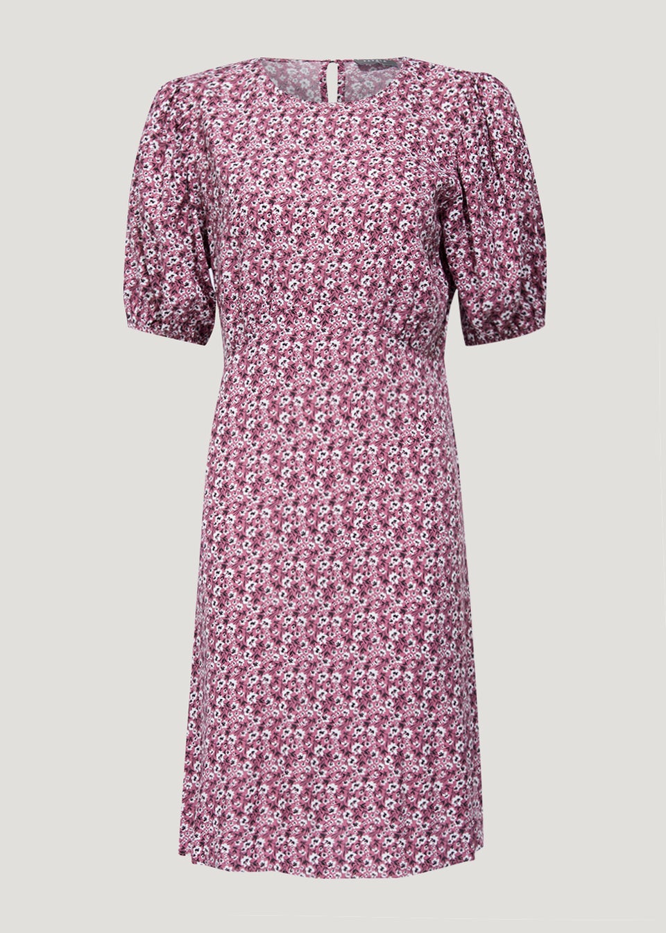 Pink Floral Print Tea Dress