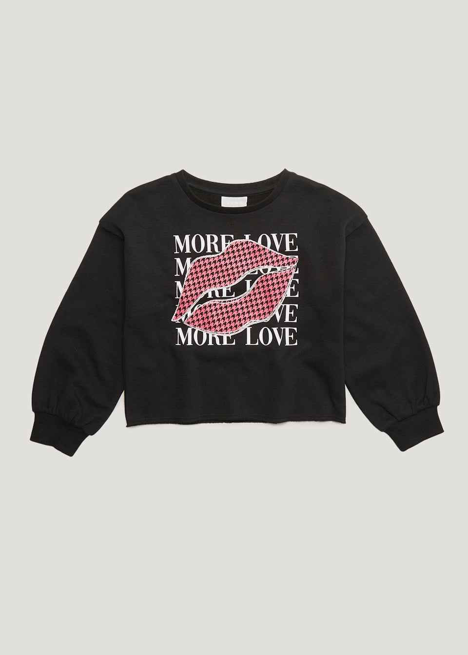 Girls Black More Love Sweatshirt (4-13yrs)