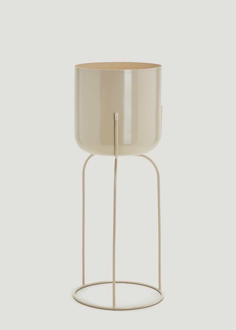 Beige Medium Rounded Metal Planter (18cm x 18cm x 45cm)