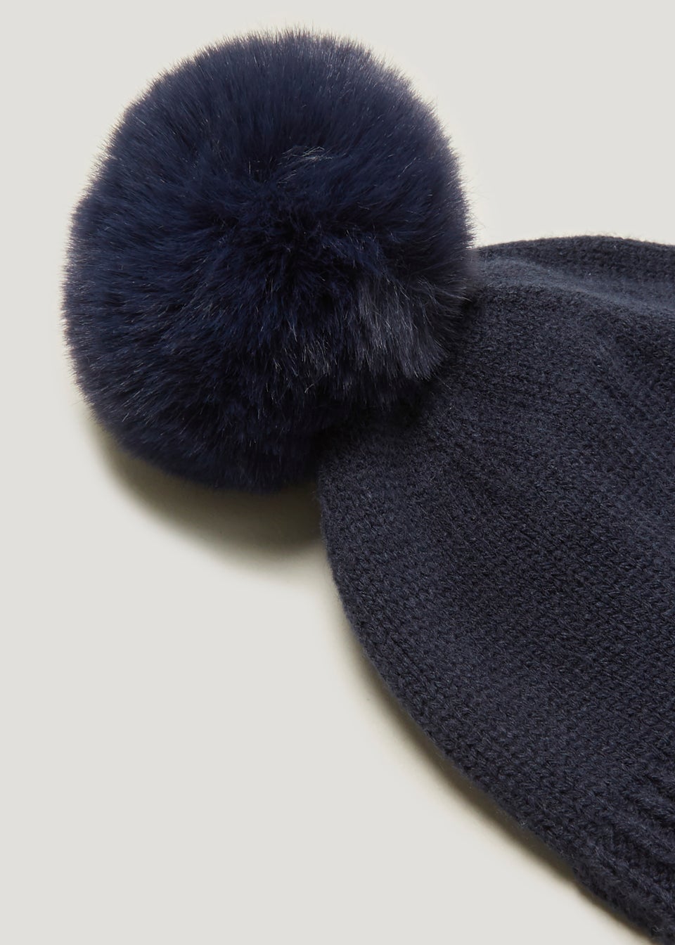 Navy Pom Pom Baby Trapper Hat (Newborn-24mths)