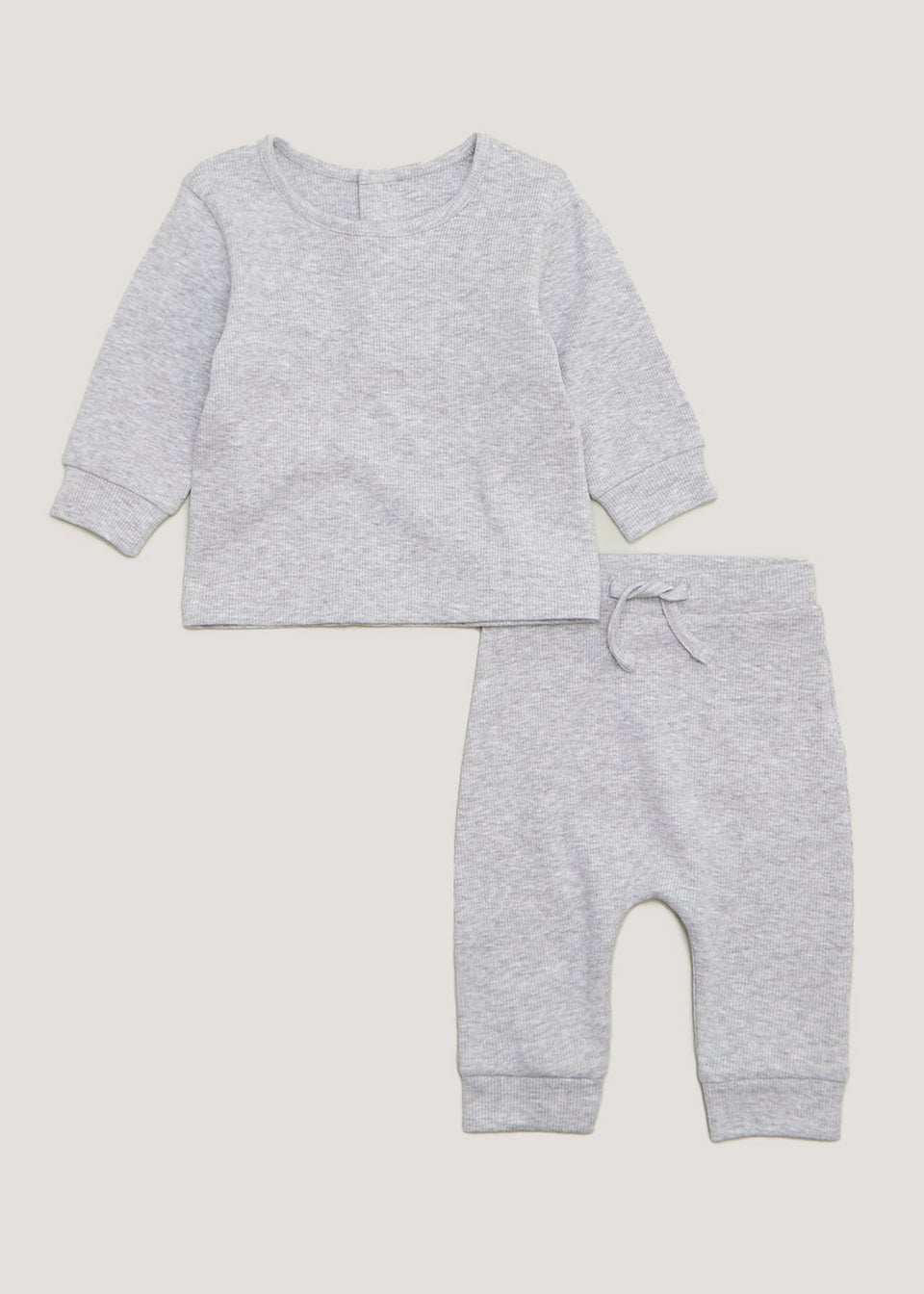 Baby Grey Ribbed Lounge Set (Newborn-23mths)